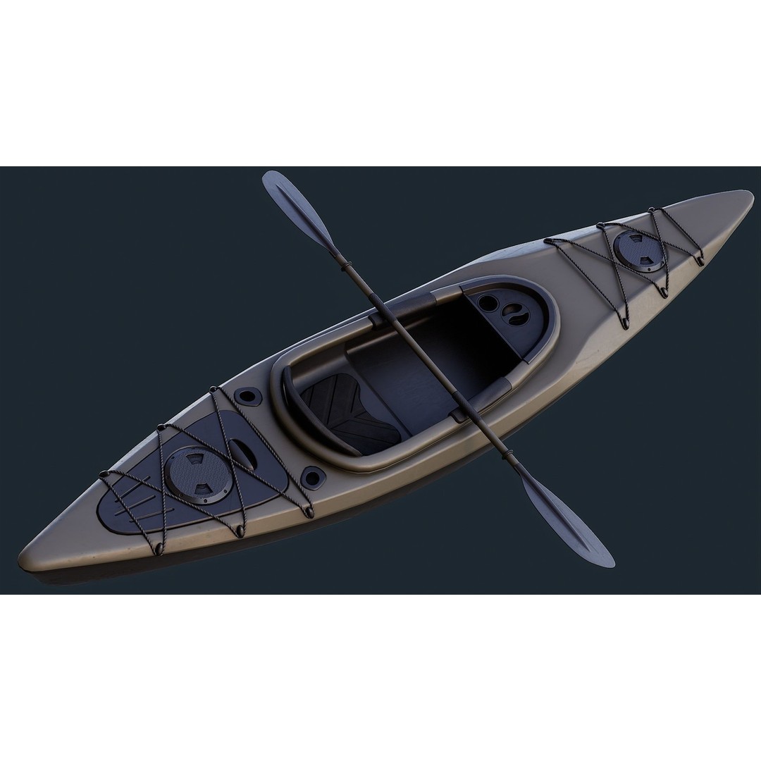Low Poly Kayak 3D Model – Game Ready PBR Asset, FBX & OBJ - View 5