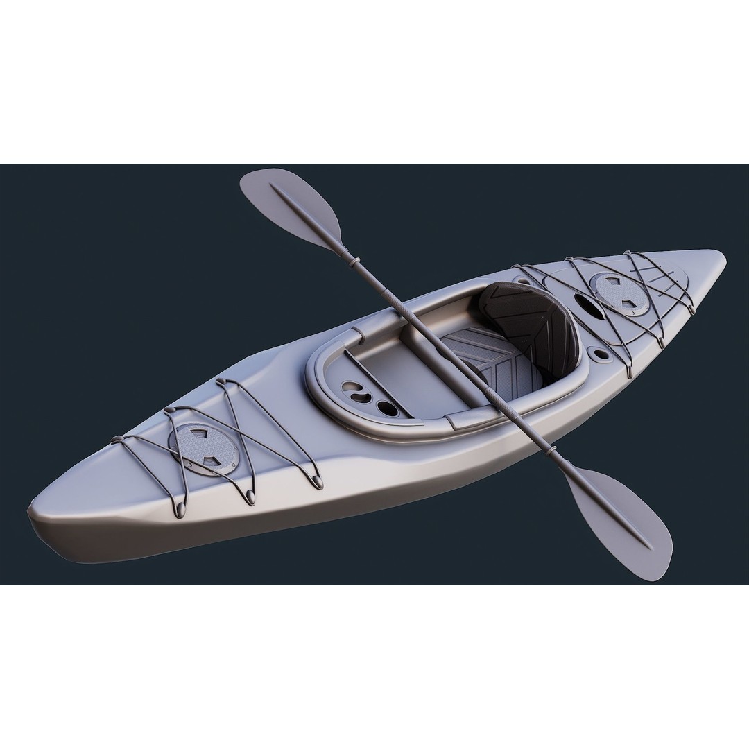 Low Poly Kayak 3D Model – Game Ready PBR Asset, FBX & OBJ - View 6