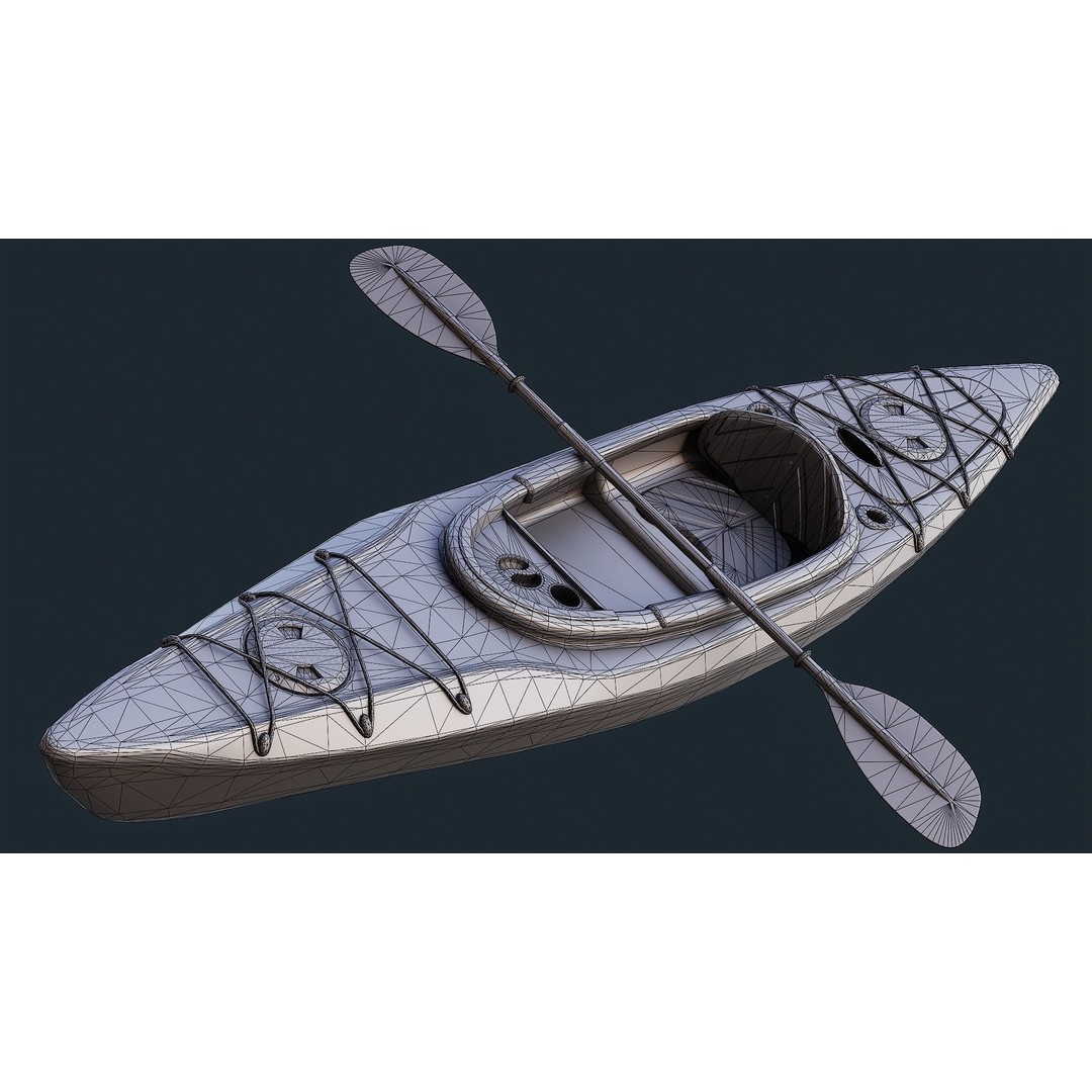 Low Poly Kayak 3D Model – Game Ready PBR Asset, FBX & OBJ - View 7