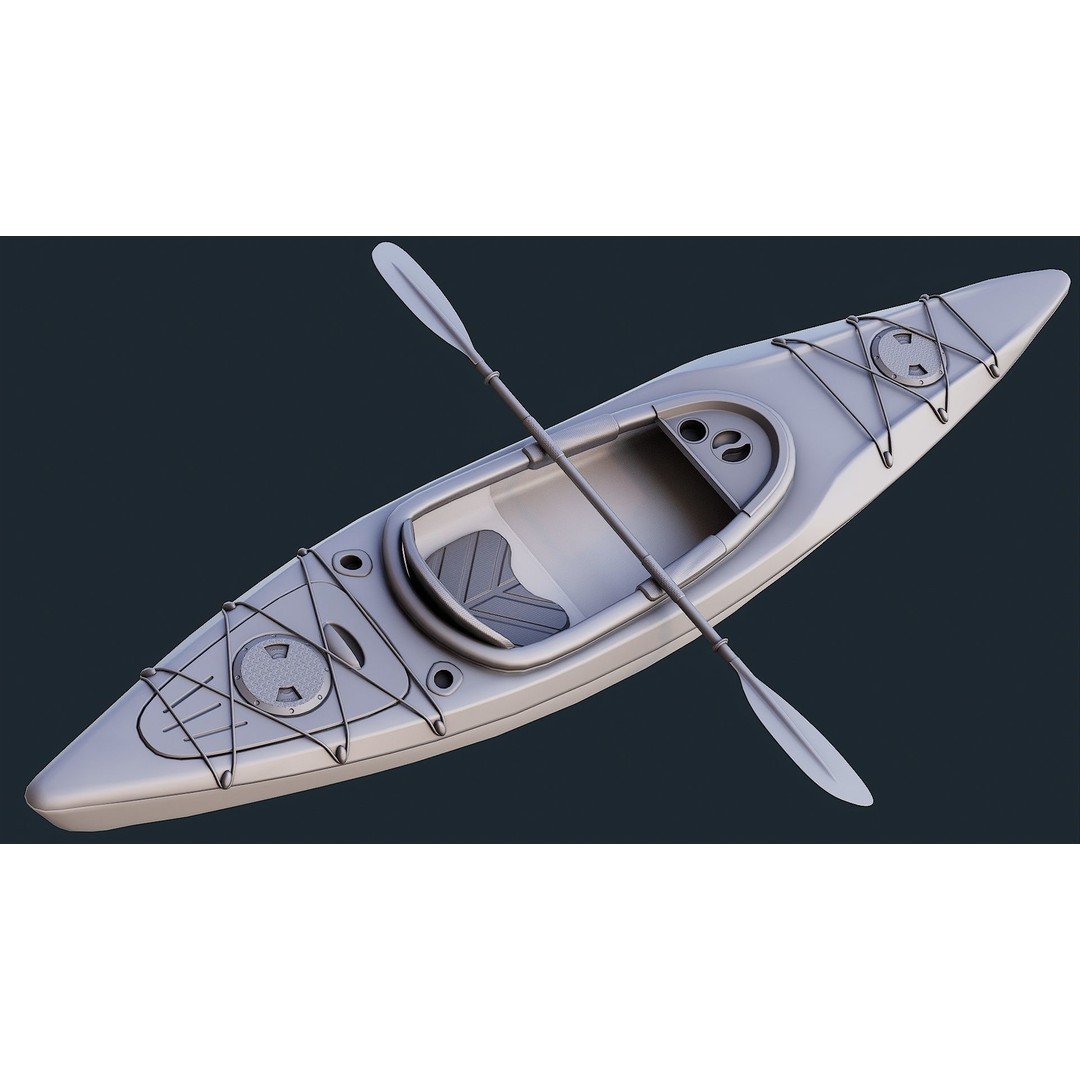Low Poly Kayak 3D Model – Game Ready PBR Asset, FBX & OBJ - View 8