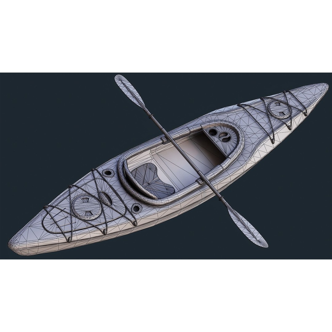 Low Poly Kayak 3D Model – Game Ready PBR Asset, FBX & OBJ - View 9