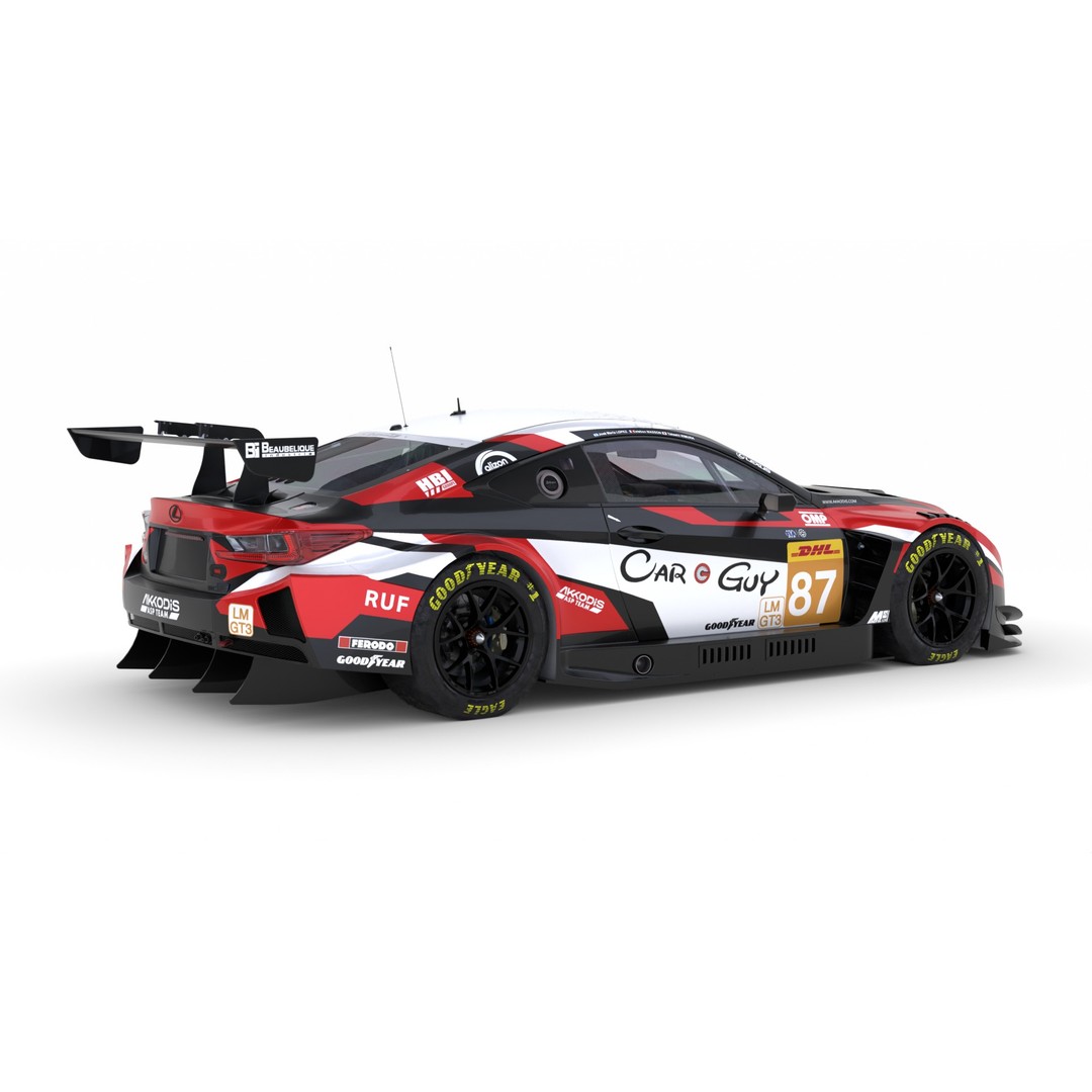 Lexus RCF LMGT3 2024 3D Model – High-Quality Race Car Asset, FBX, Blender - View 9