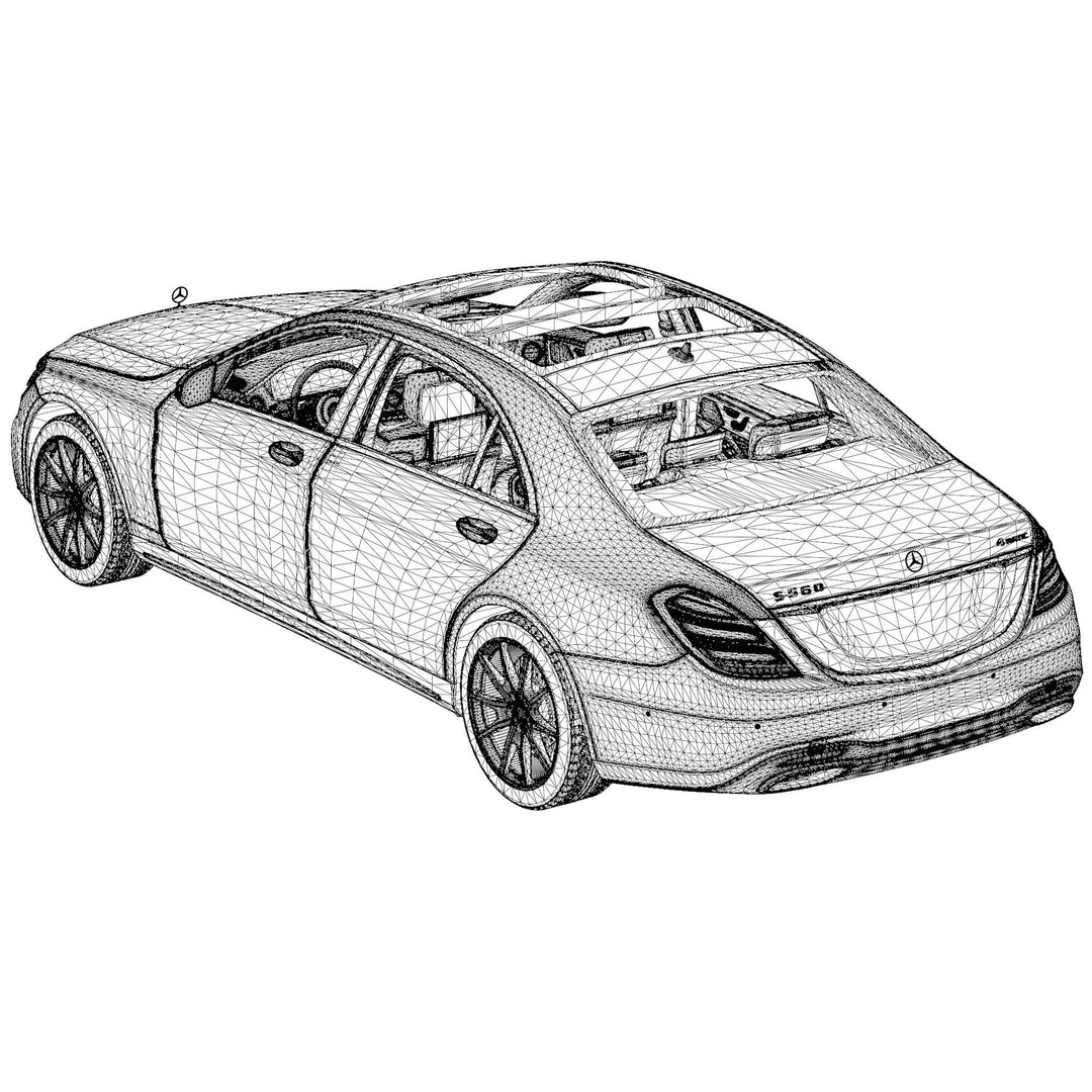 Mercedes-Benz S560 3D Model – Luxury Sedan with PBR Textures, FBX, OBJ - View 24