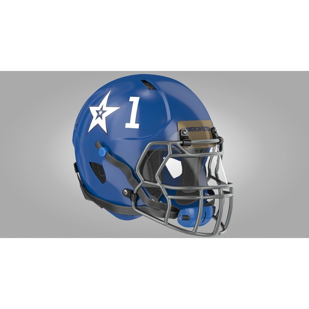 Football Helmet 3D Model – Low Poly PBR Game Asset, FBX - View 3