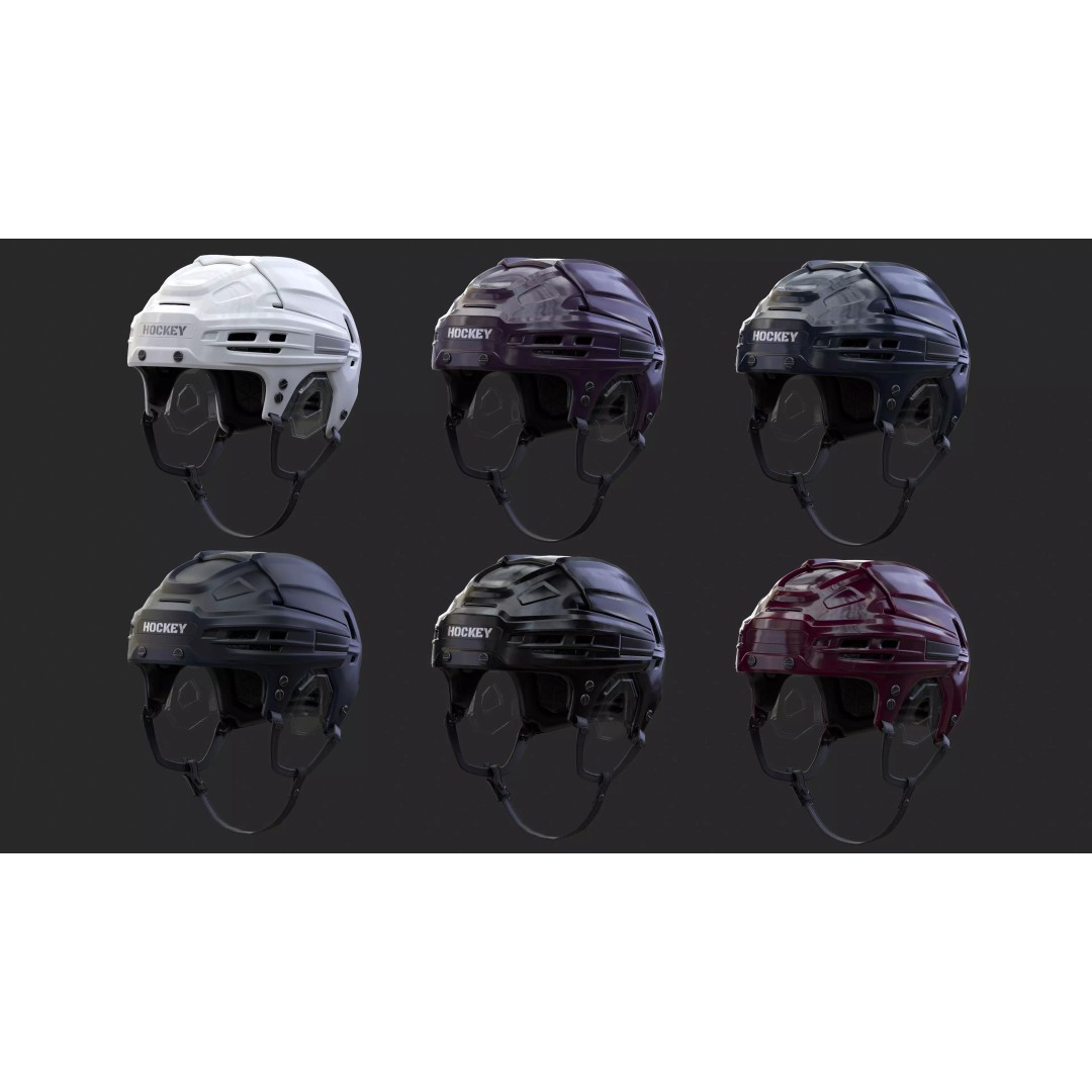 Hockey Helmet 3D Model – High Poly PBR Game Asset, FBX, OBJ - View 2