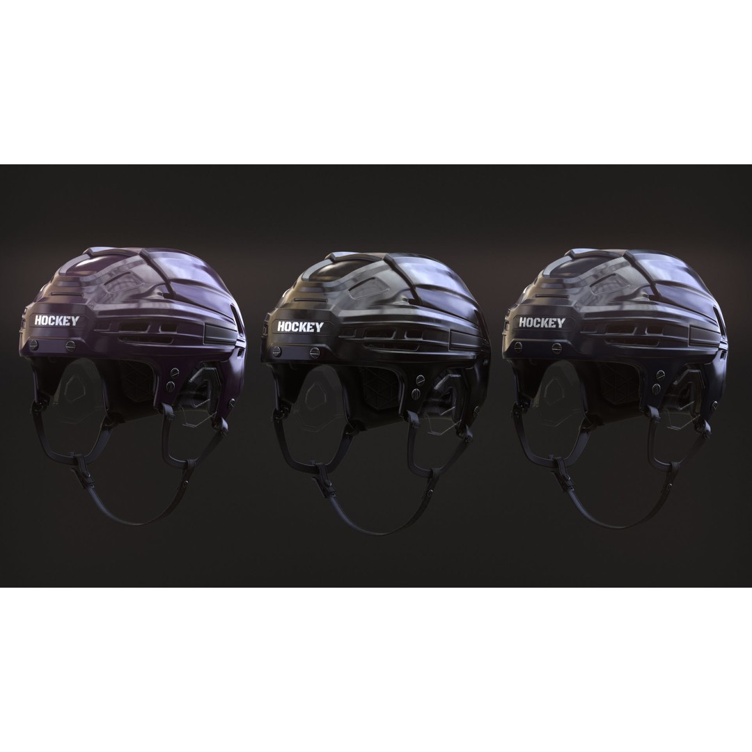 Hockey Helmet 3D Model – High Poly PBR Game Asset, FBX, OBJ - View 3
