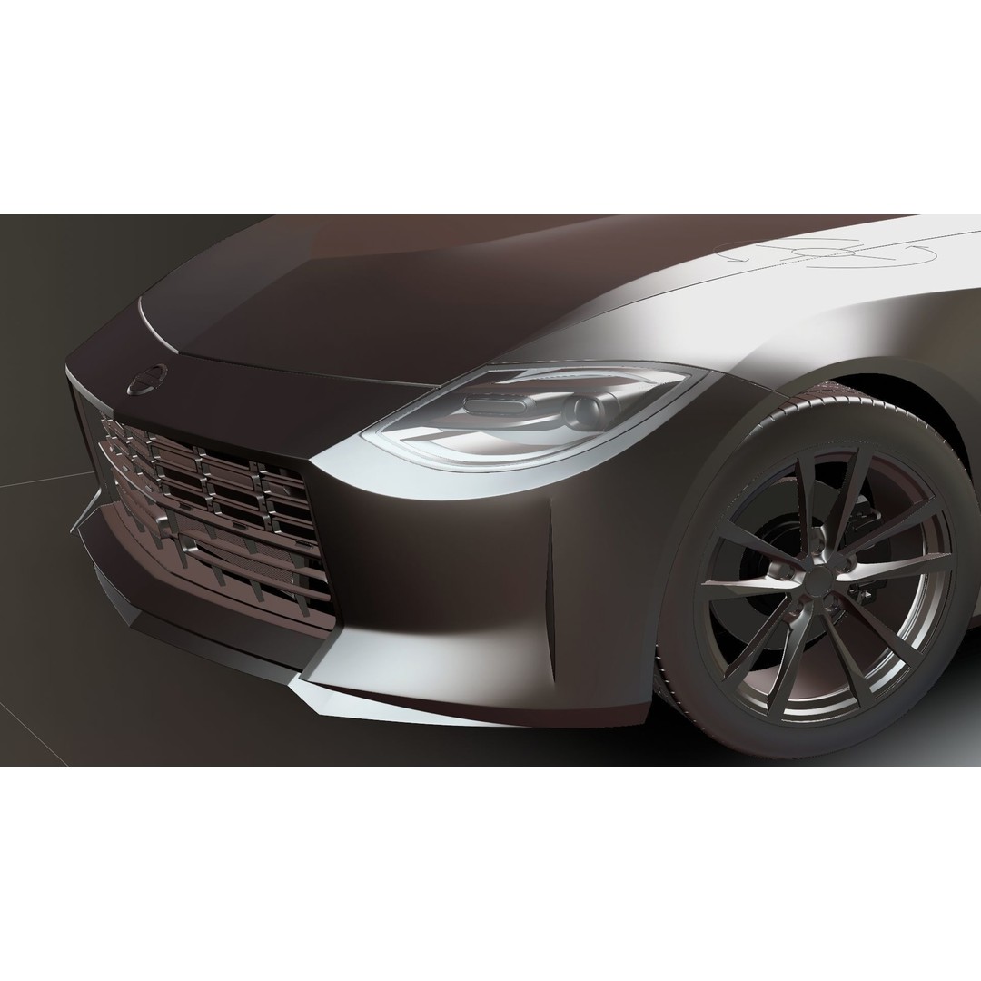Nissan Z 2023 3D Model – Low Poly Car Asset, Blender, FBX, OBJ - View 19