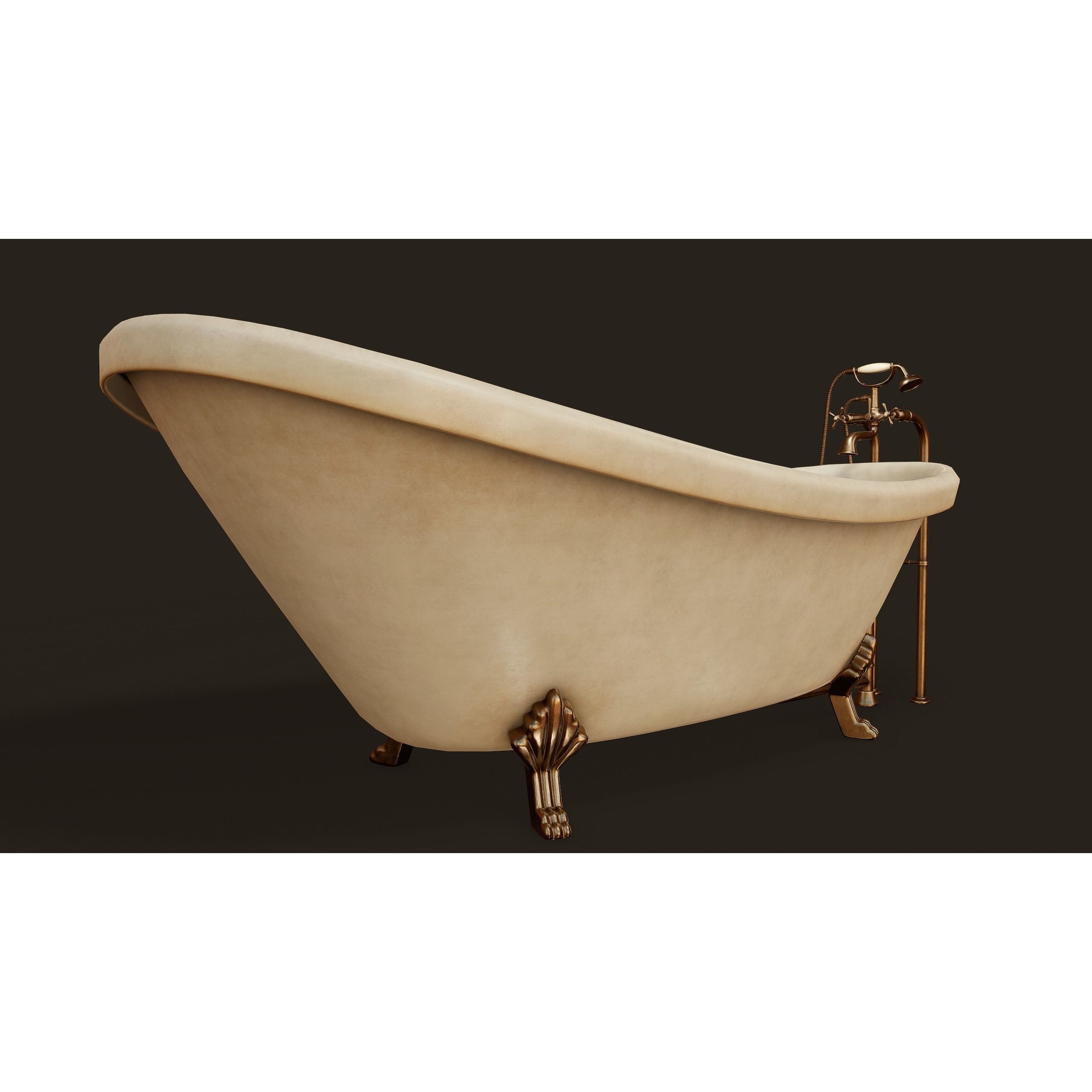 Antique Bathtub - Low-Poly Game-Ready 3D Model - View 10