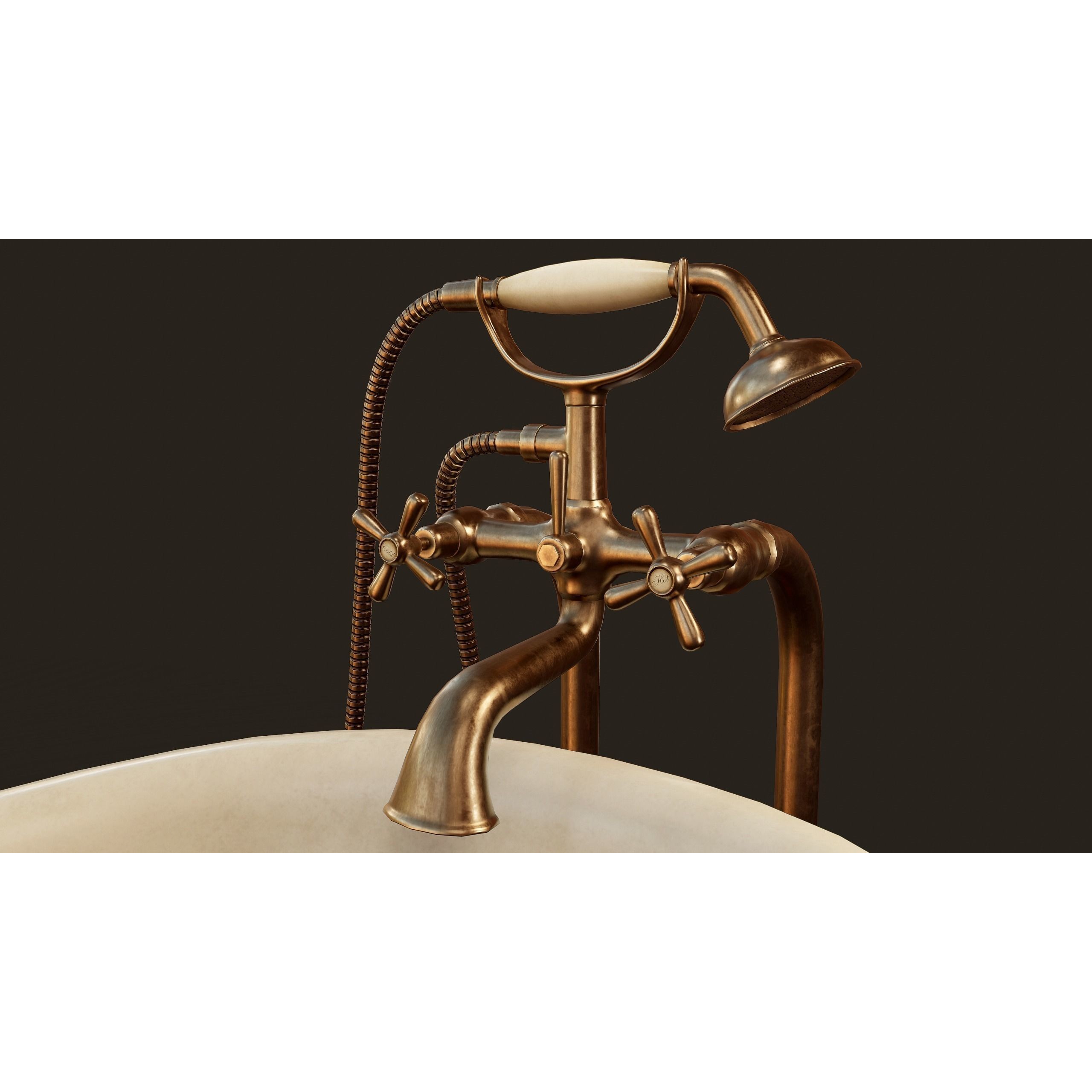 Antique Bathtub - Low-Poly Game-Ready 3D Model - View 11