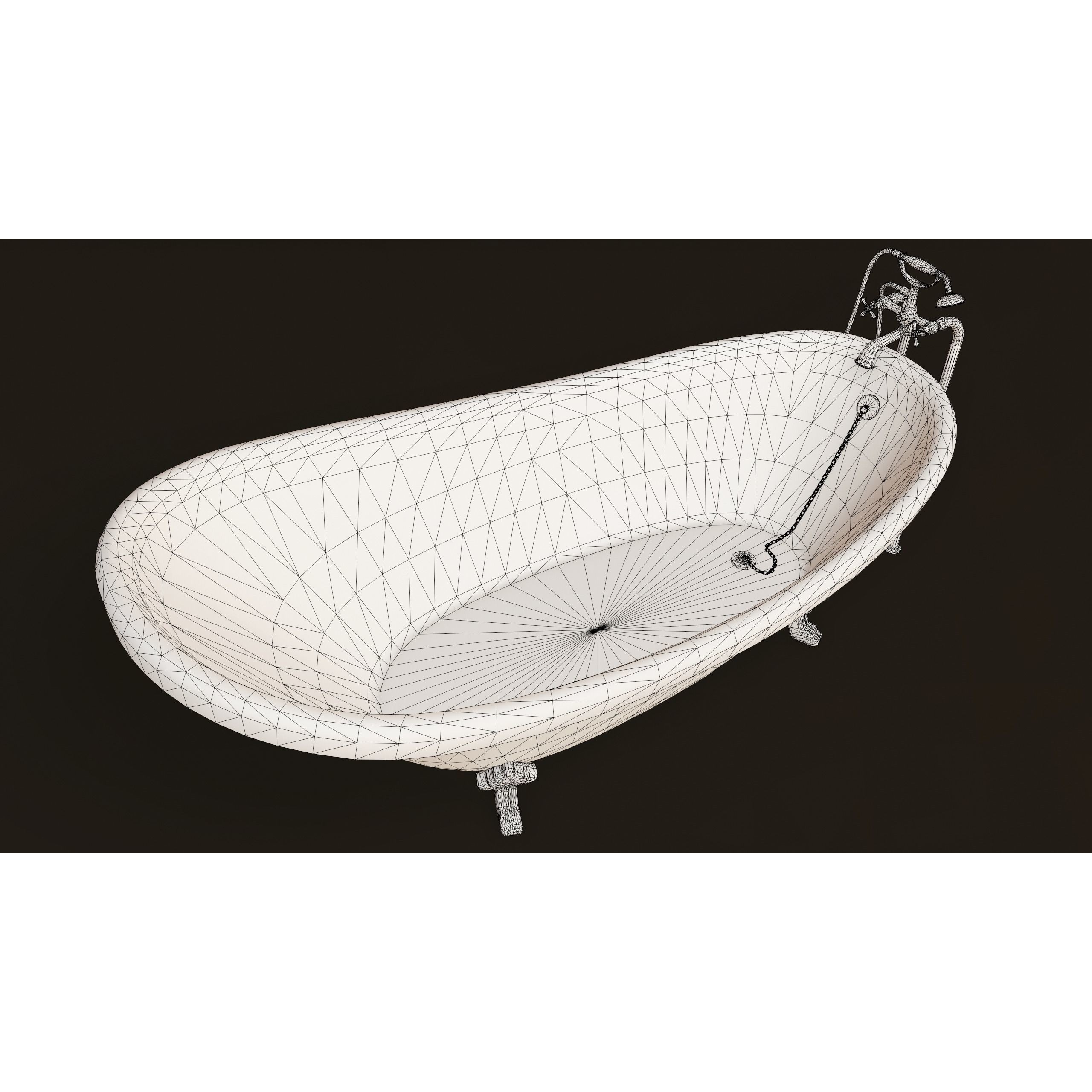 Antique Bathtub - Low-Poly Game-Ready 3D Model - View 15