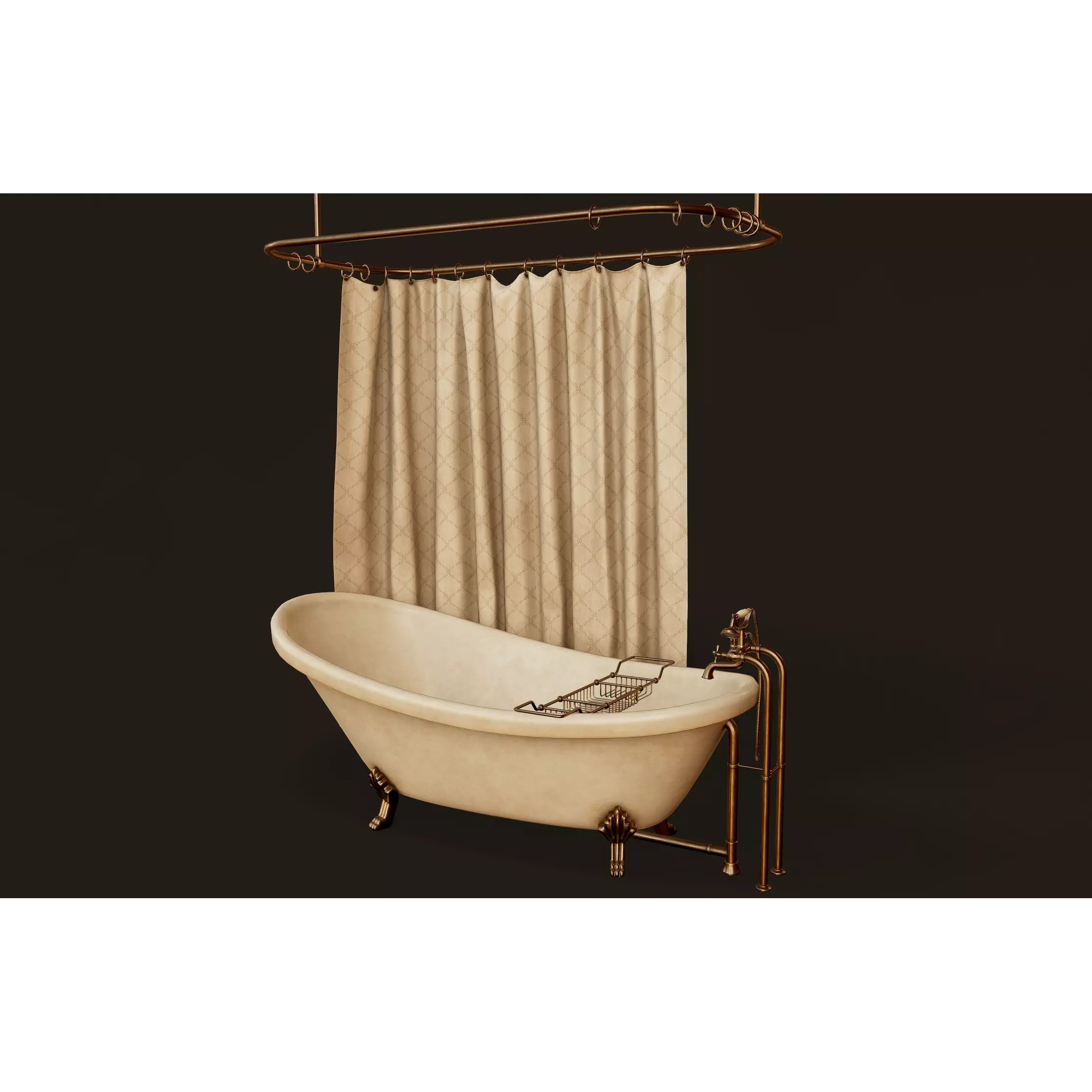 Antique Bathtub - Low-Poly Game-Ready 3D Model - View 2