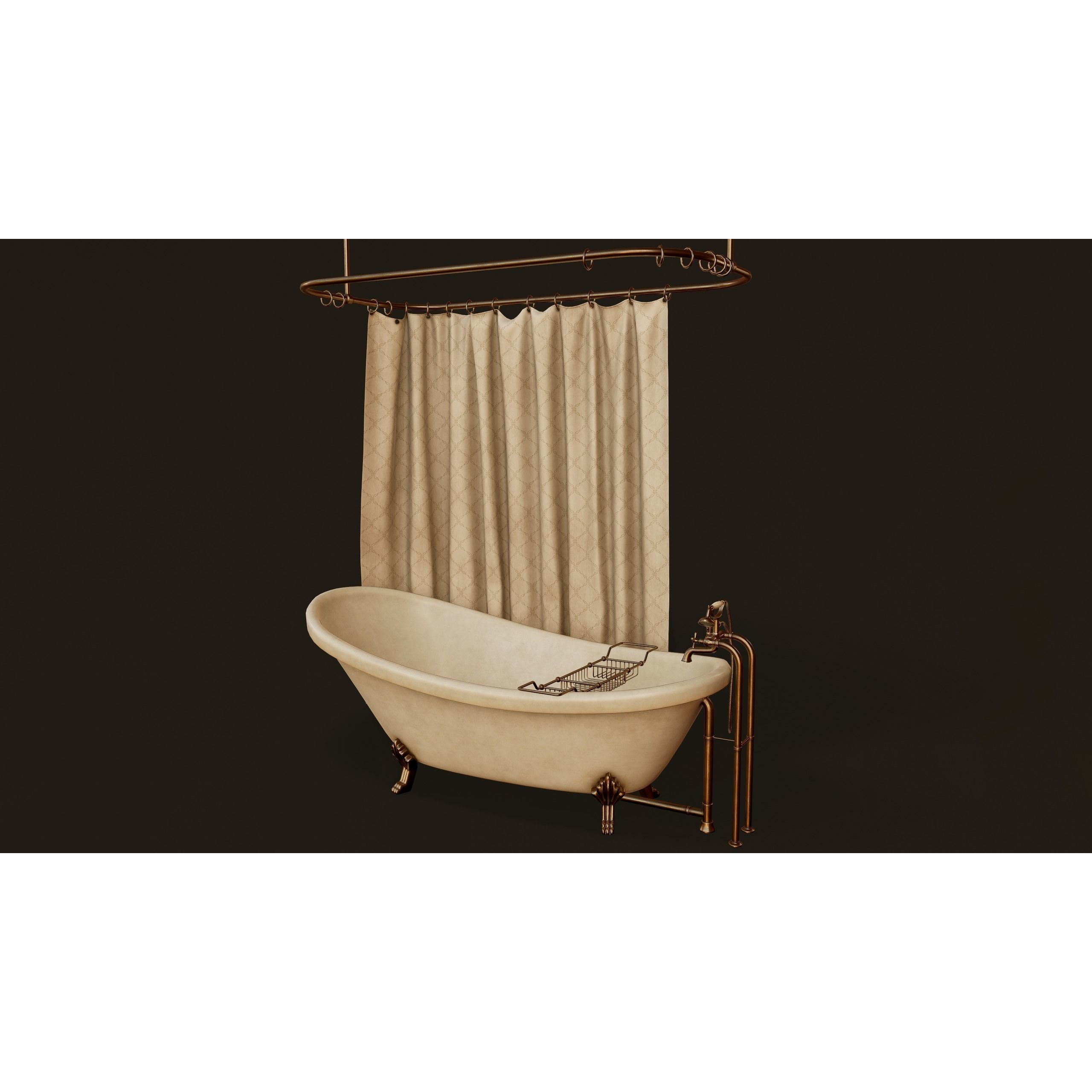 Antique Bathtub - Low-Poly Game-Ready 3D Model - View 3