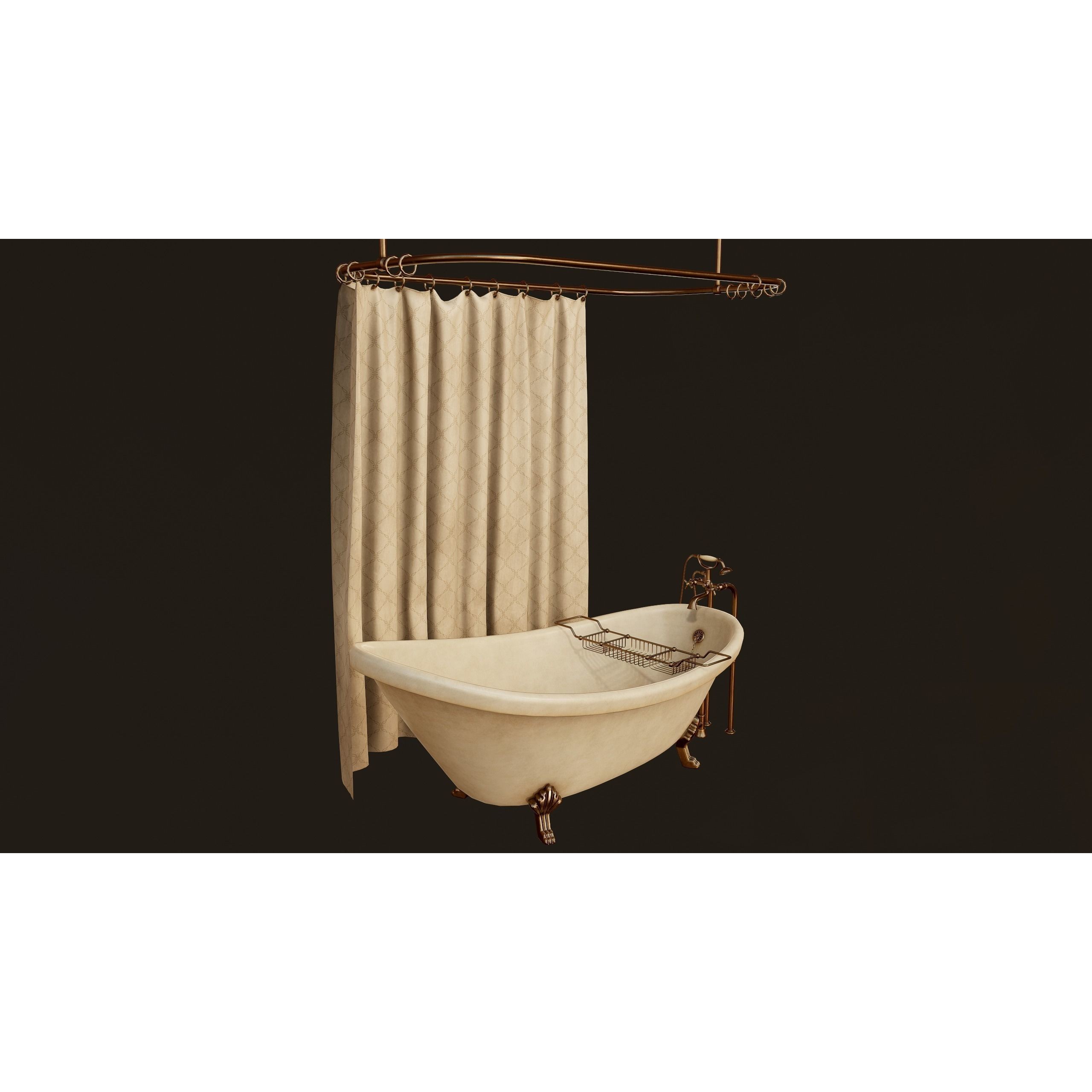 Antique Bathtub - Low-Poly Game-Ready 3D Model - View 4