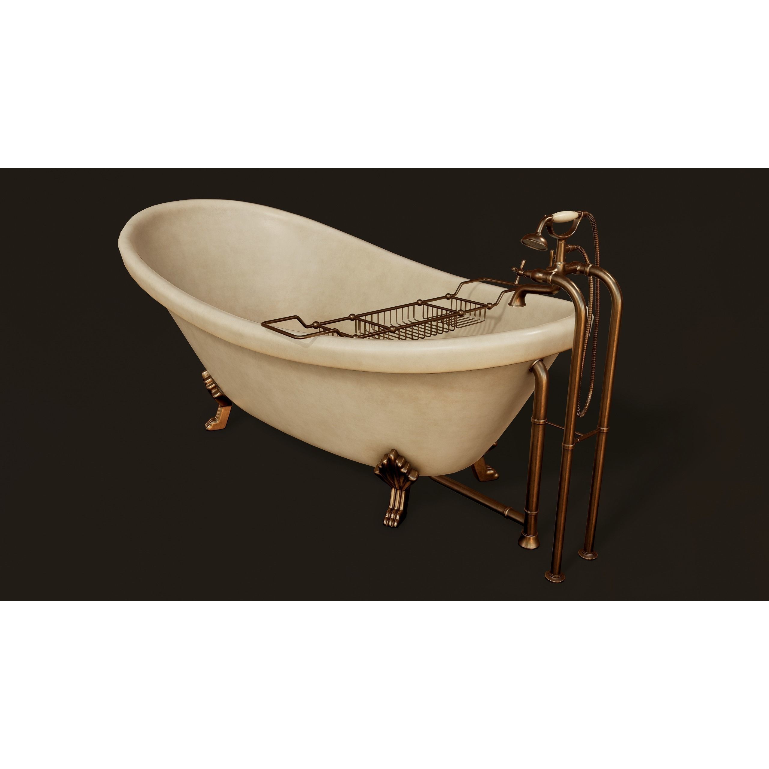 Antique Bathtub - Low-Poly Game-Ready 3D Model - View 7