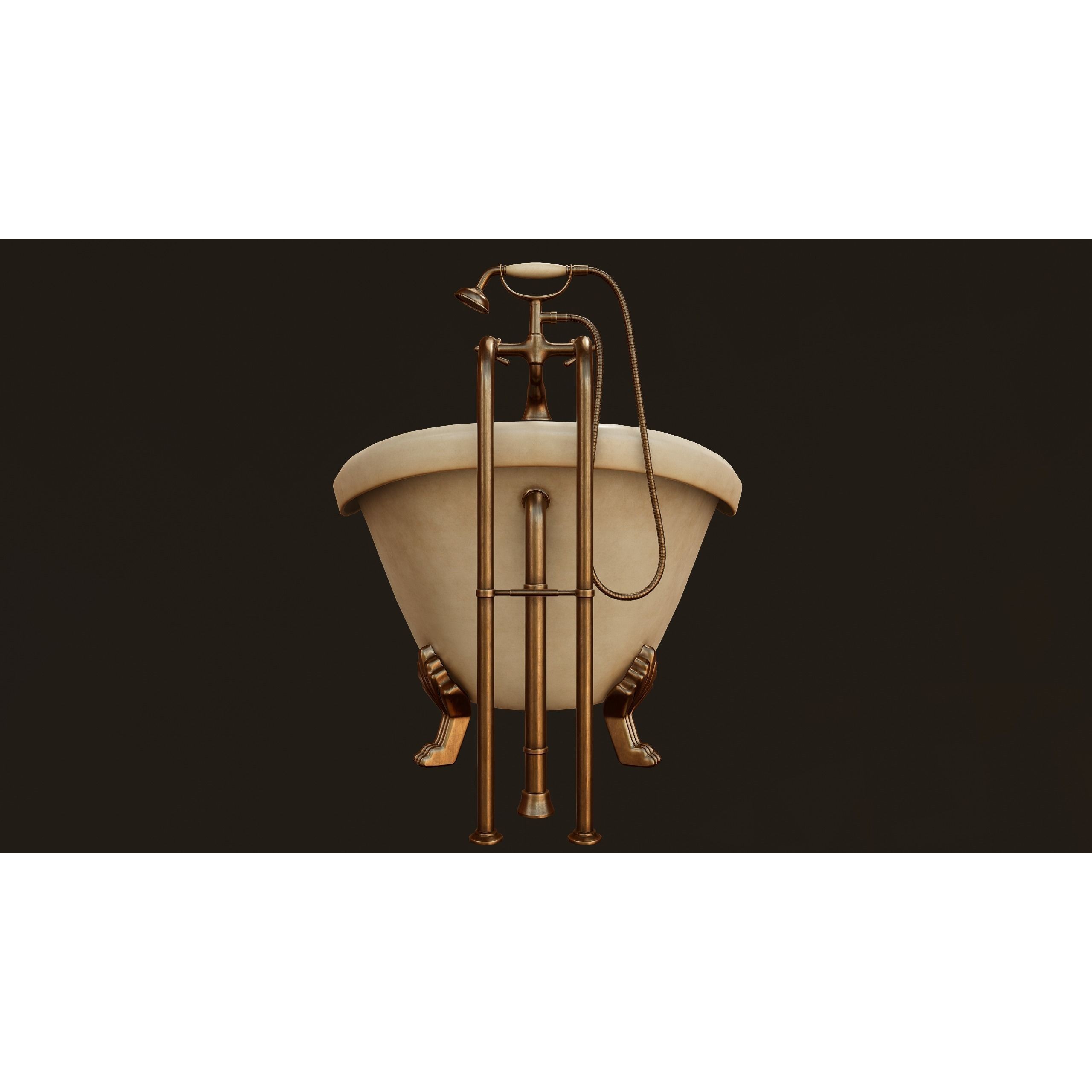 Antique Bathtub - Low-Poly Game-Ready 3D Model - View 8