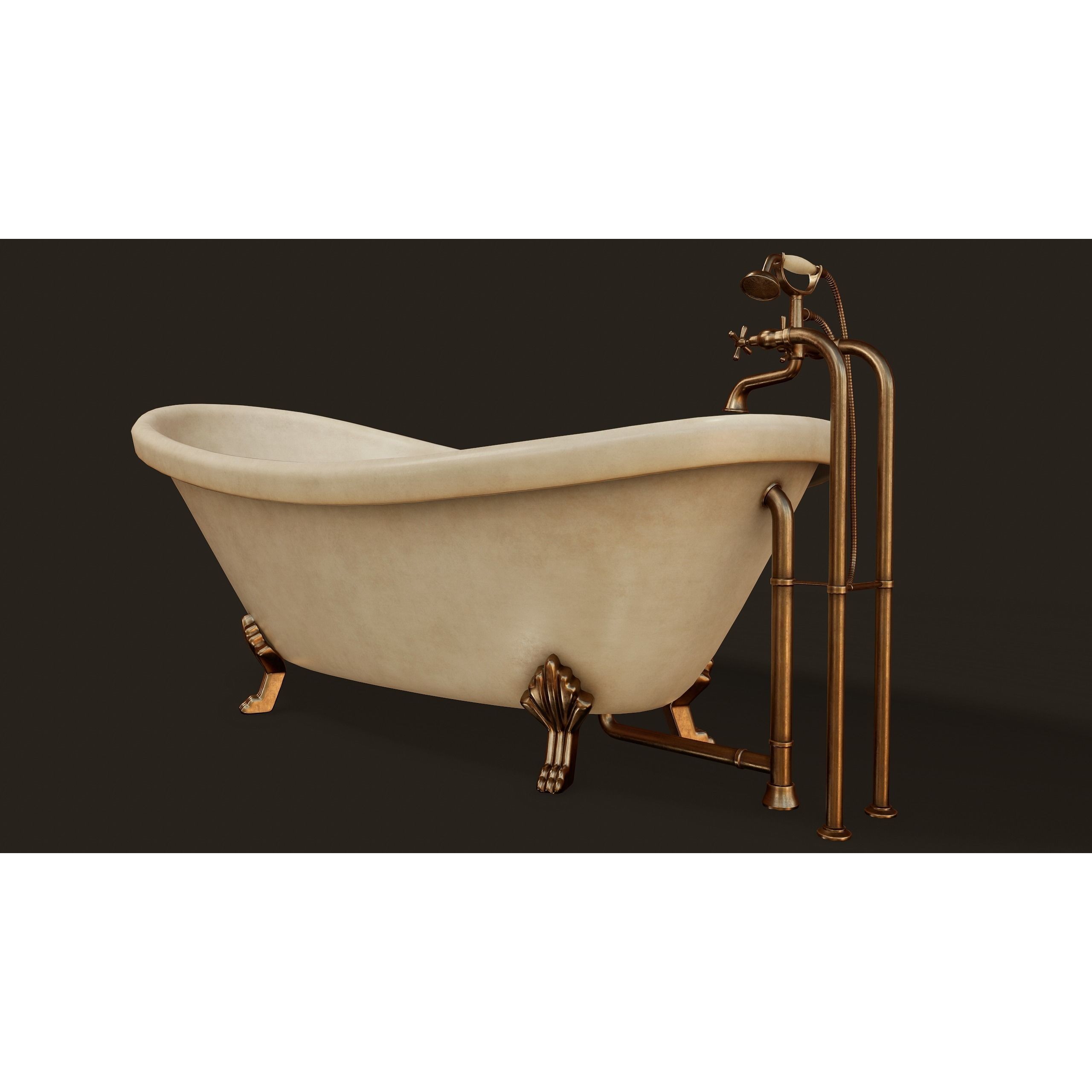 Antique Bathtub - Low-Poly Game-Ready 3D Model - View 9