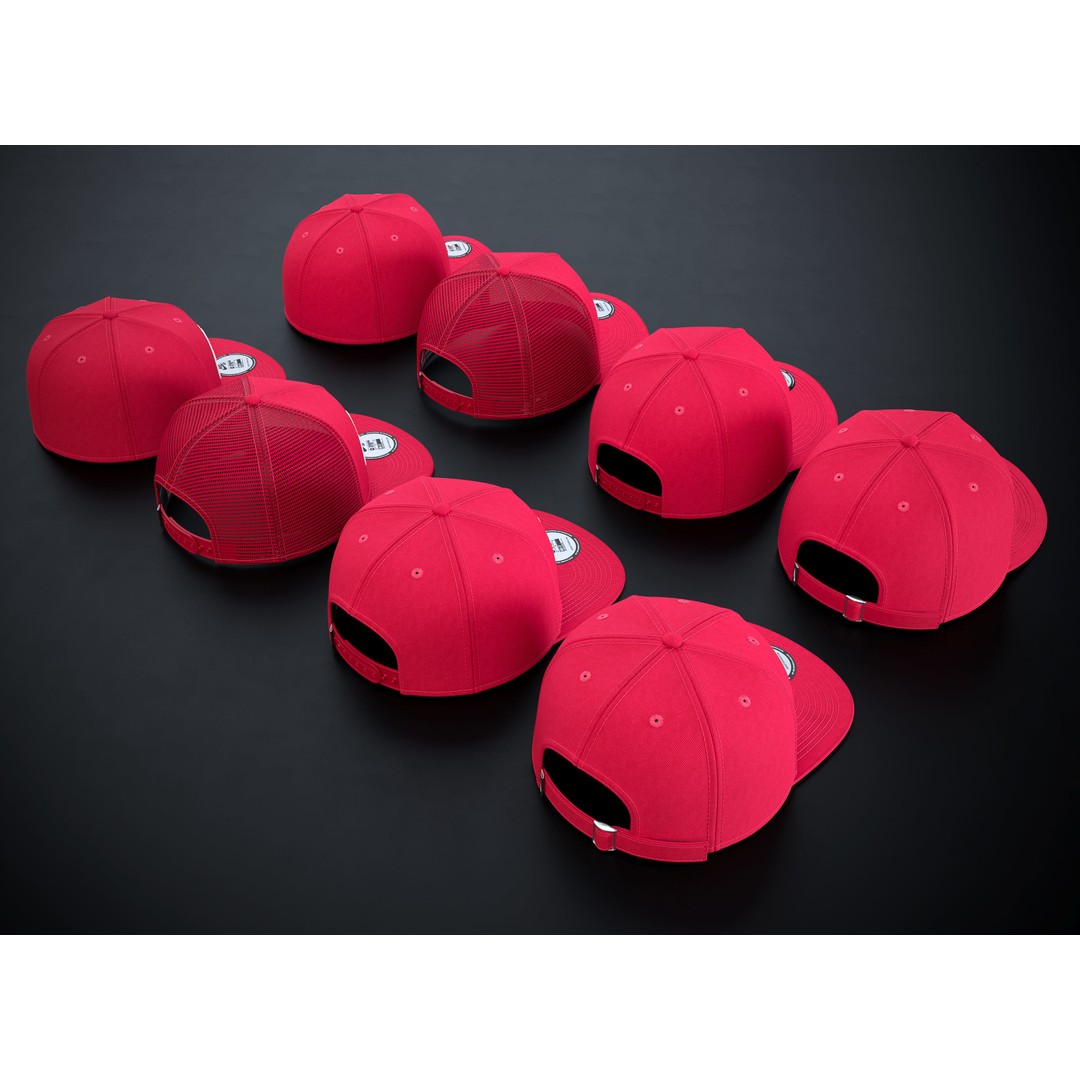 Red Snapback Cap 3D Model – Photorealistic Clothing Asset, FBX, OBJ - View 12