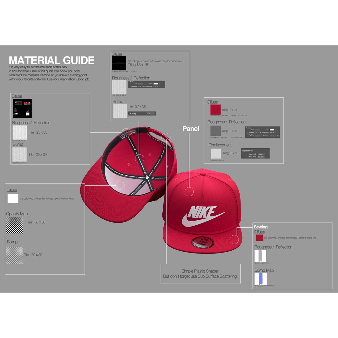 Red Snapback Cap 3D Model – Photorealistic Clothing Asset, FBX, OBJ - View 13