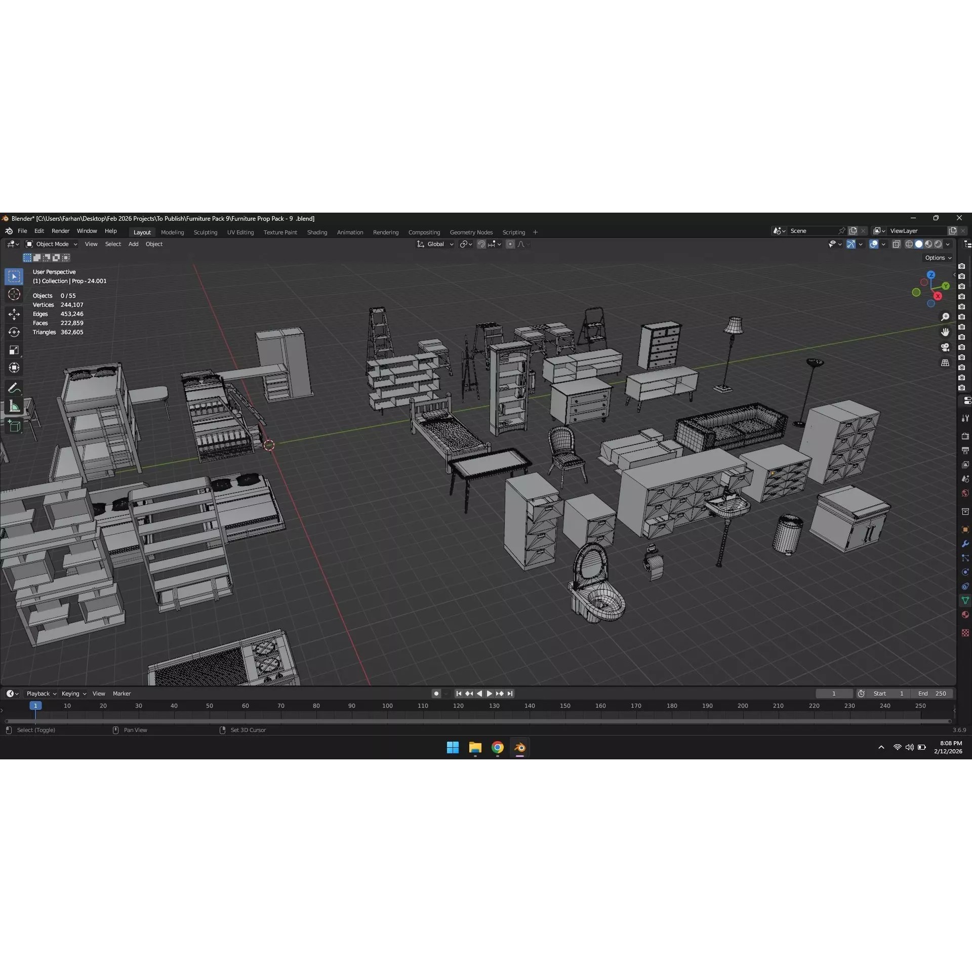 Low Poly Furniture Pack - Low-Poly Game-Ready 3D Model - View 10