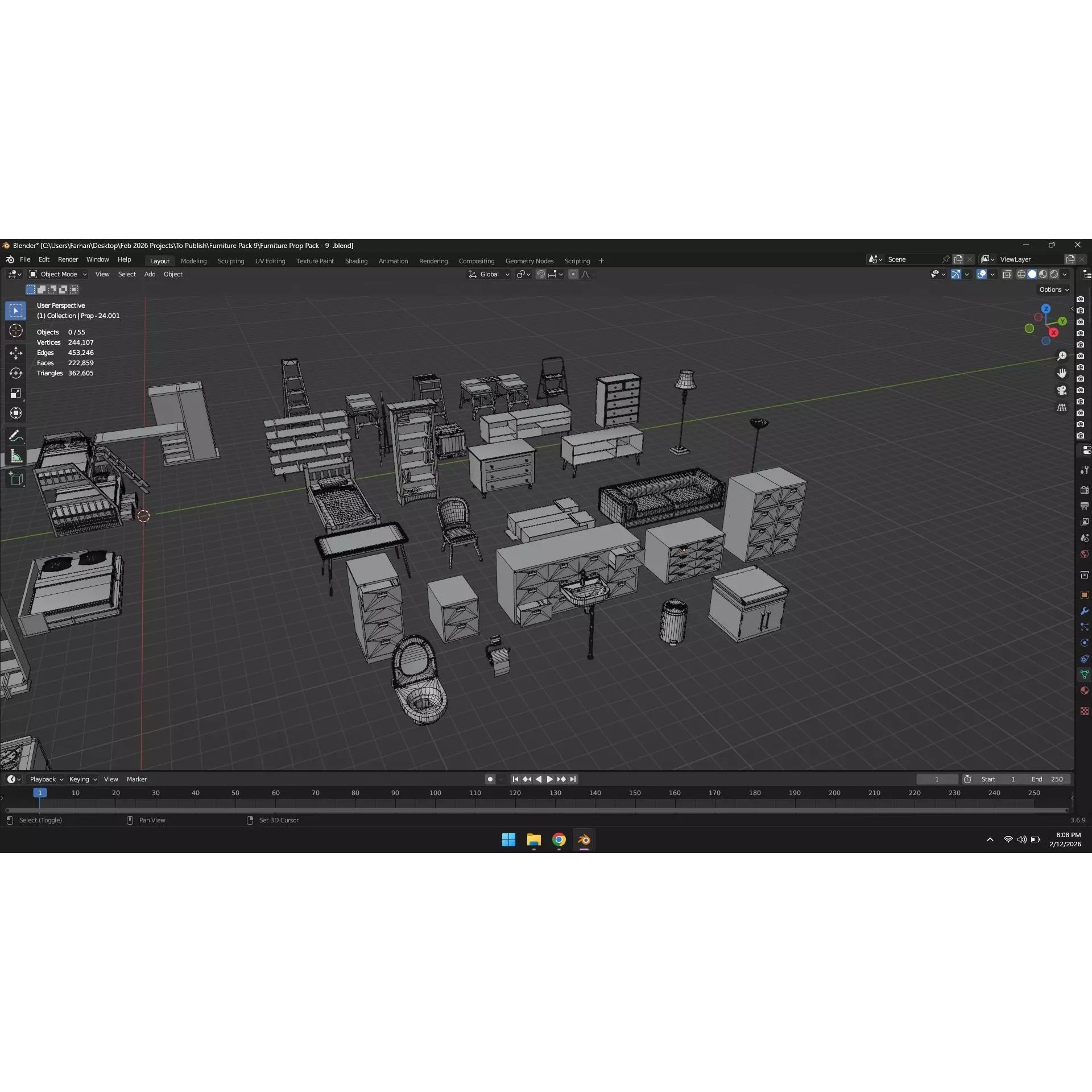 Low Poly Furniture Pack - Low-Poly Game-Ready 3D Model - View 11