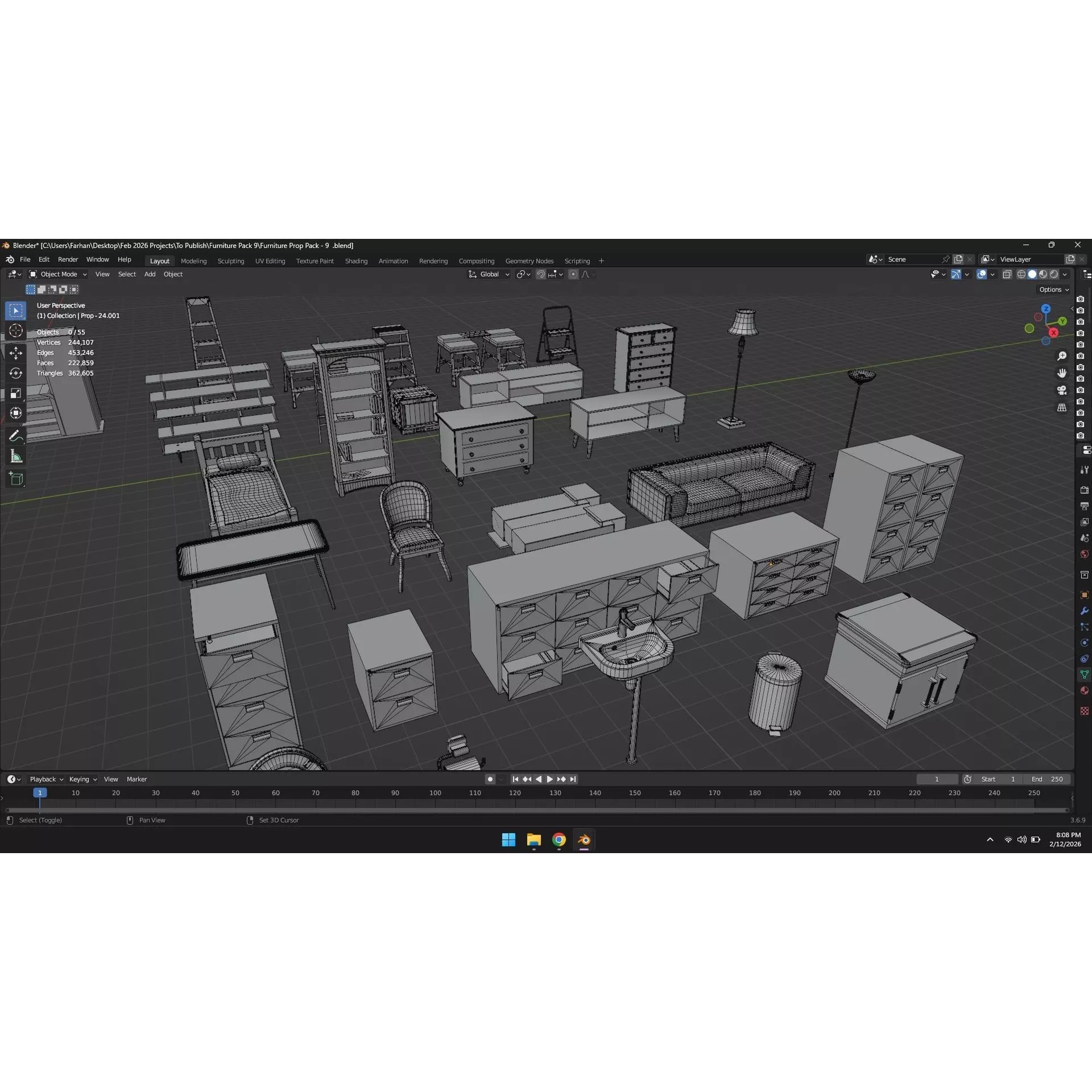 Low Poly Furniture Pack - Low-Poly Game-Ready 3D Model - View 12