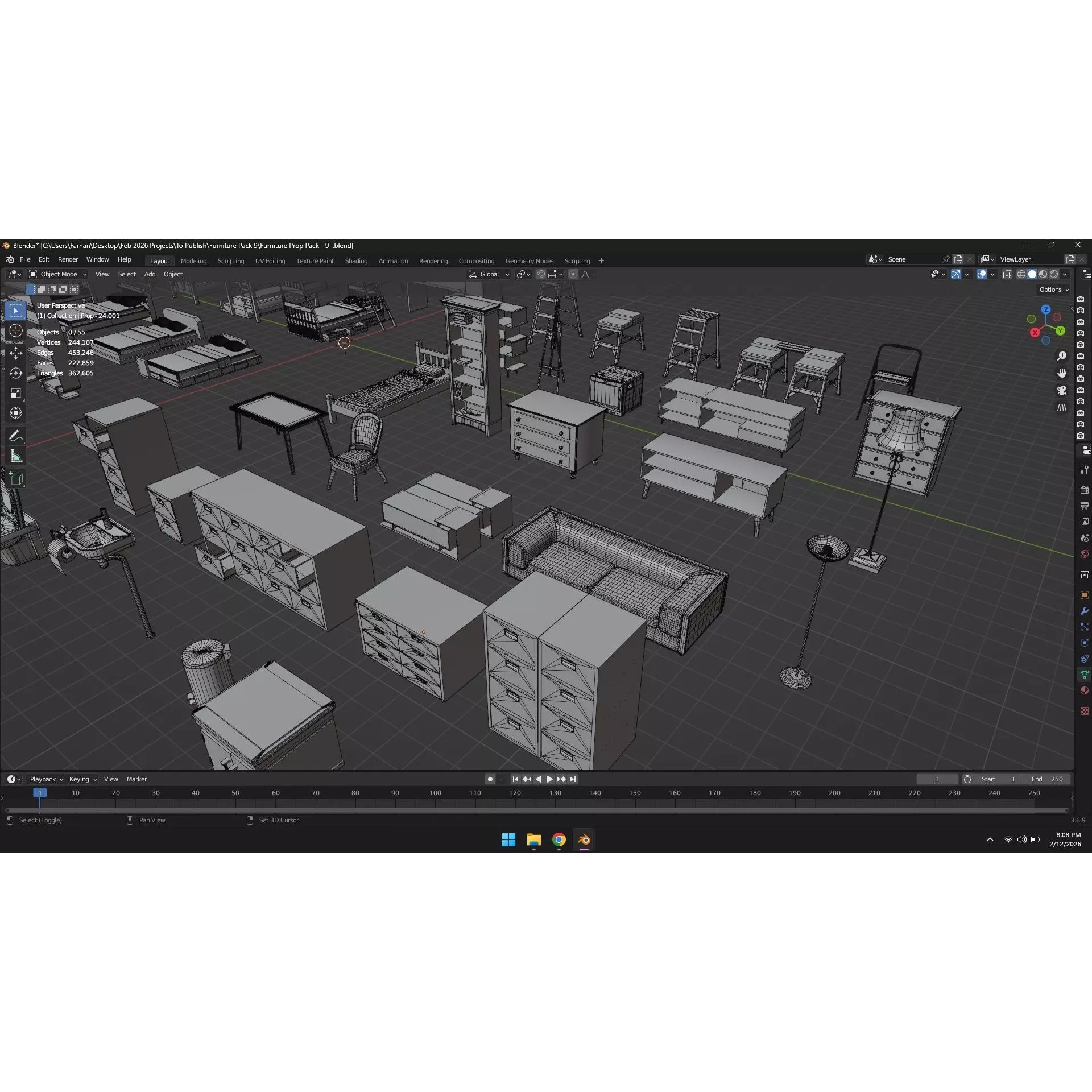 Low Poly Furniture Pack - Low-Poly Game-Ready 3D Model - View 13