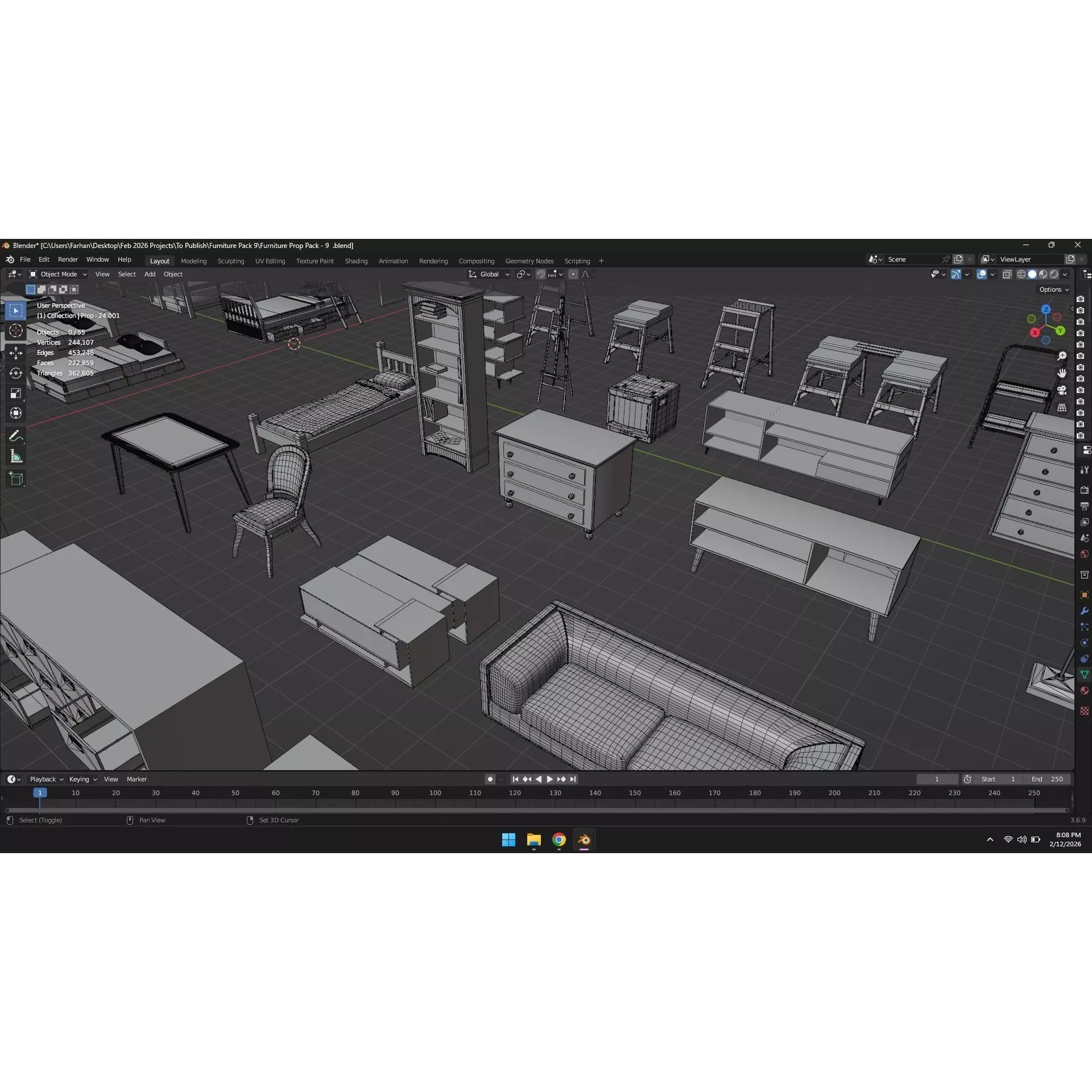 Low Poly Furniture Pack - Low-Poly Game-Ready 3D Model - View 14