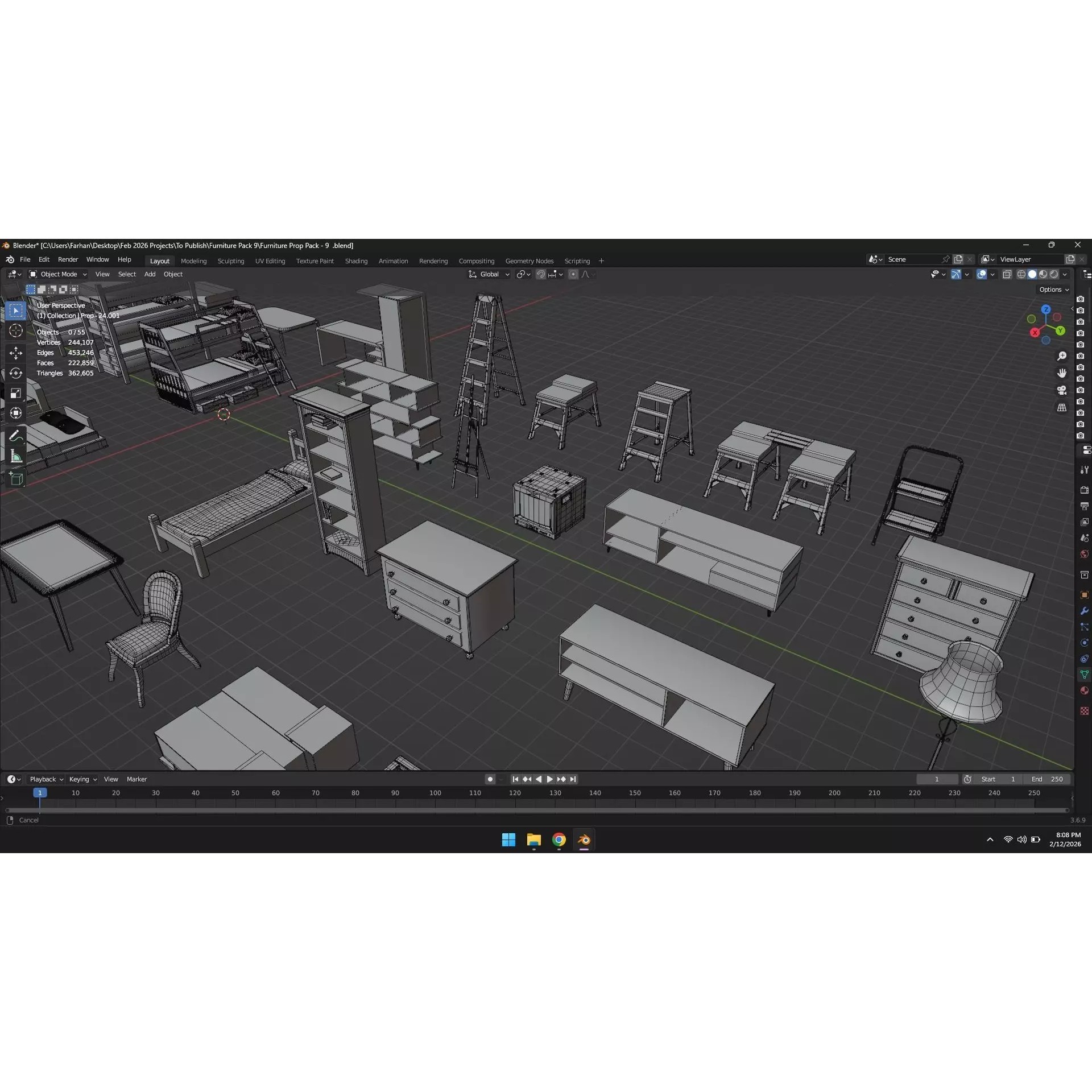 Low Poly Furniture Pack - Low-Poly Game-Ready 3D Model - View 15