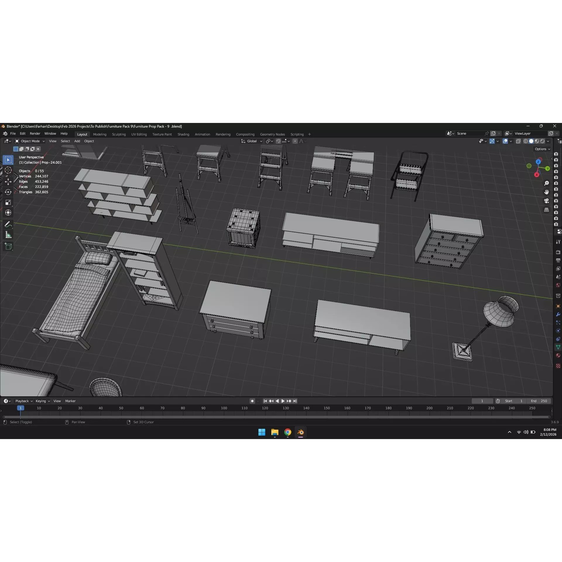 Low Poly Furniture Pack - Low-Poly Game-Ready 3D Model - View 16