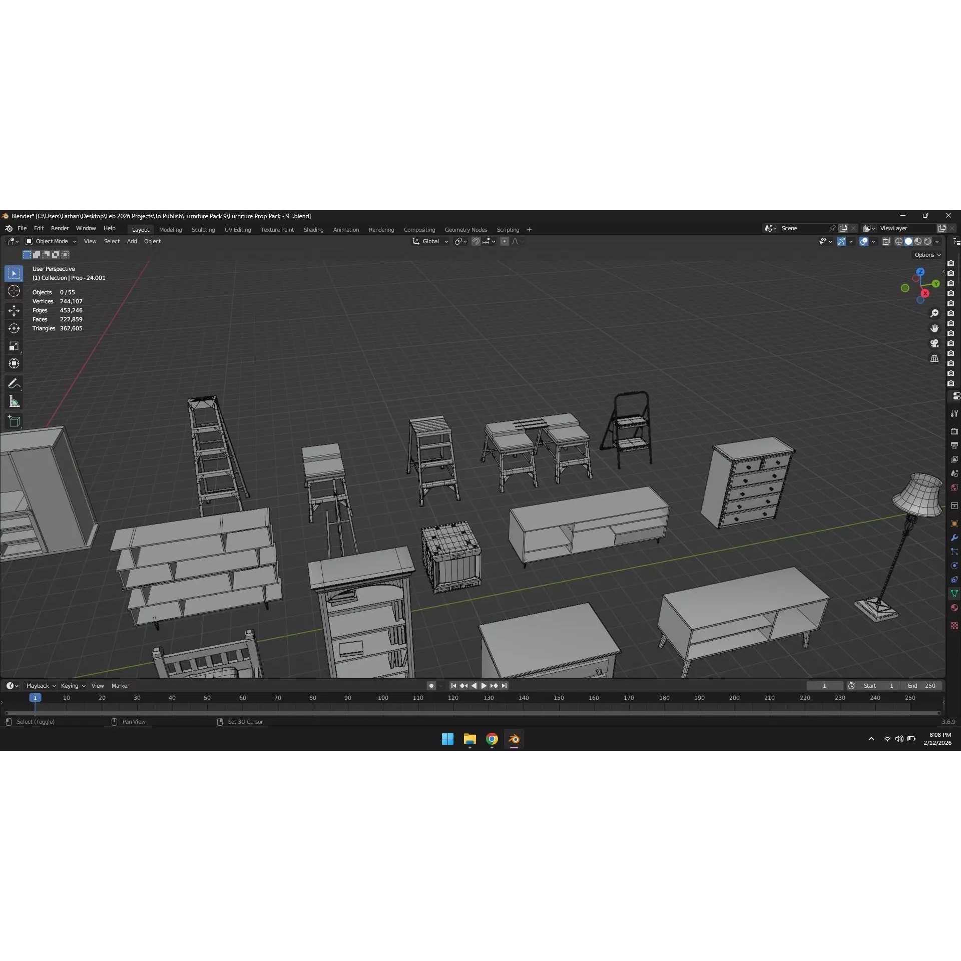 Low Poly Furniture Pack - Low-Poly Game-Ready 3D Model - View 17
