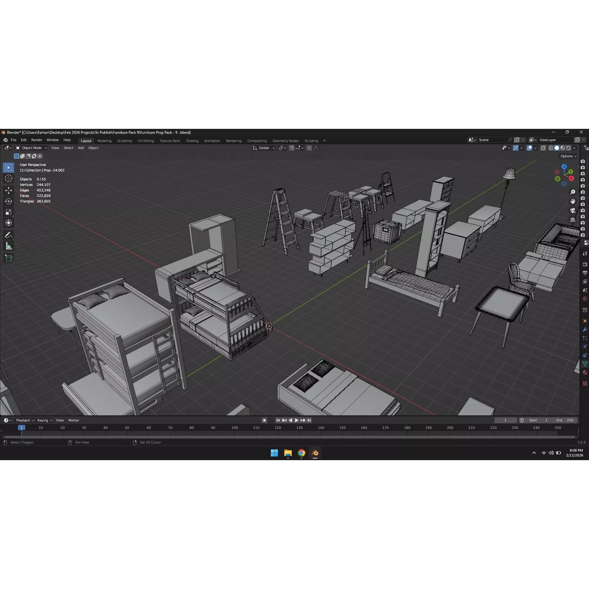 Low Poly Furniture Pack - Low-Poly Game-Ready 3D Model - View 19