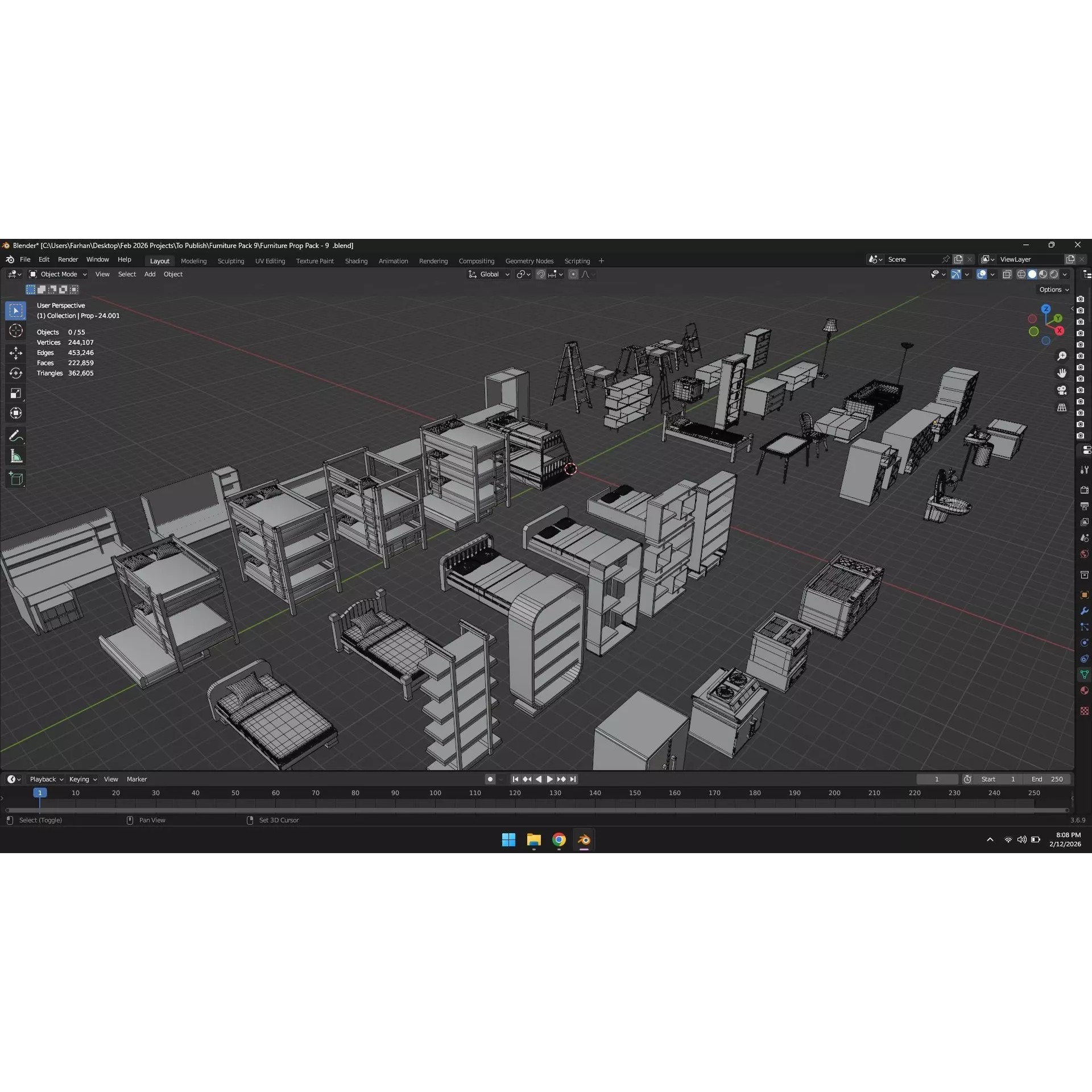 Low Poly Furniture Pack - Low-Poly Game-Ready 3D Model - View 21