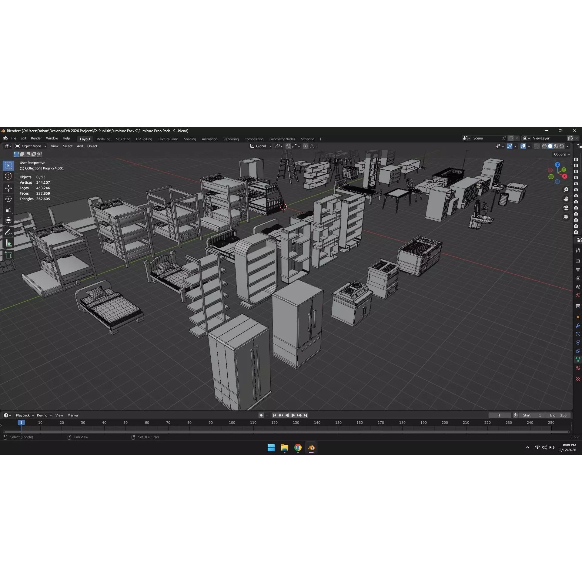 Low Poly Furniture Pack - Low-Poly Game-Ready 3D Model - View 22