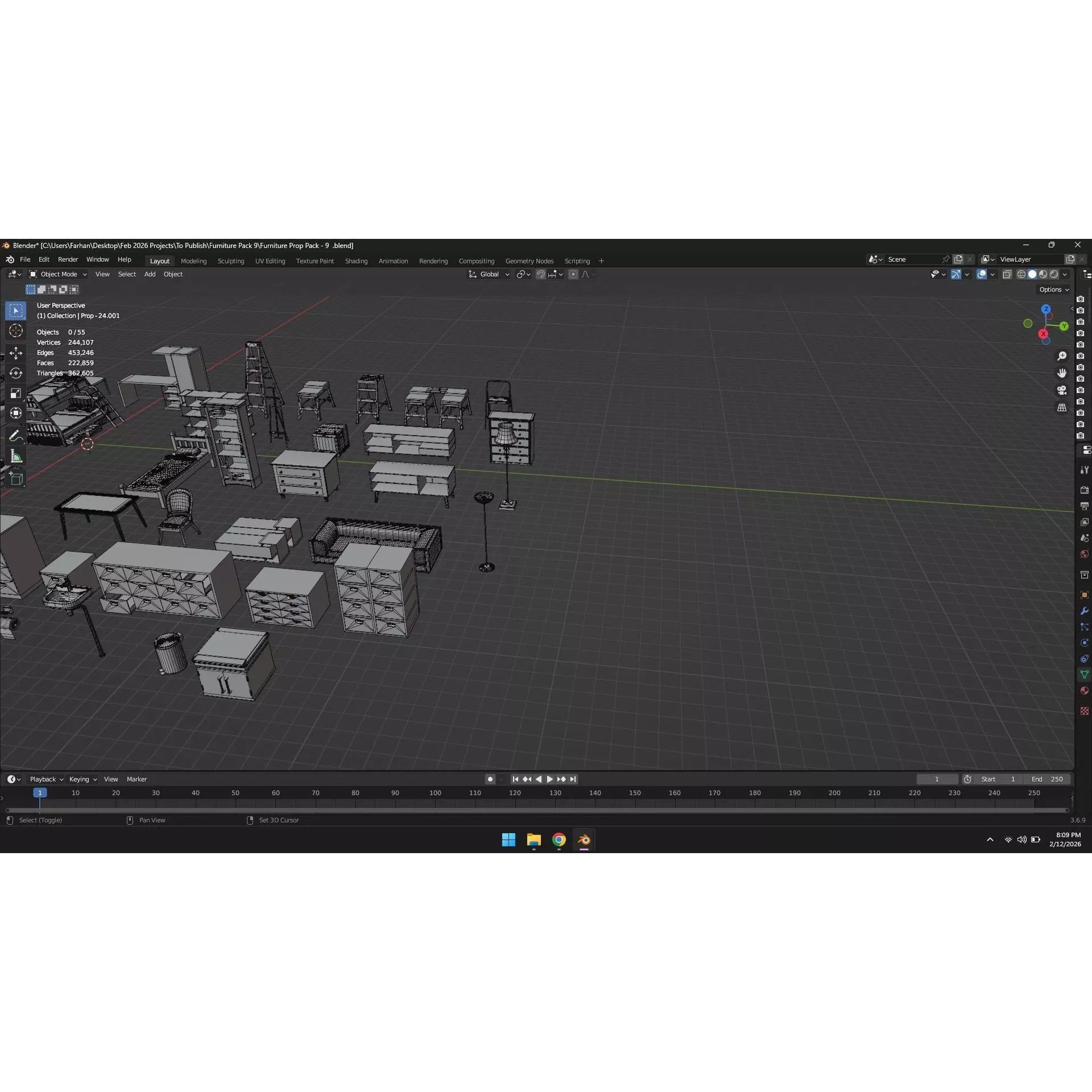 Low Poly Furniture Pack - Low-Poly Game-Ready 3D Model - View 23