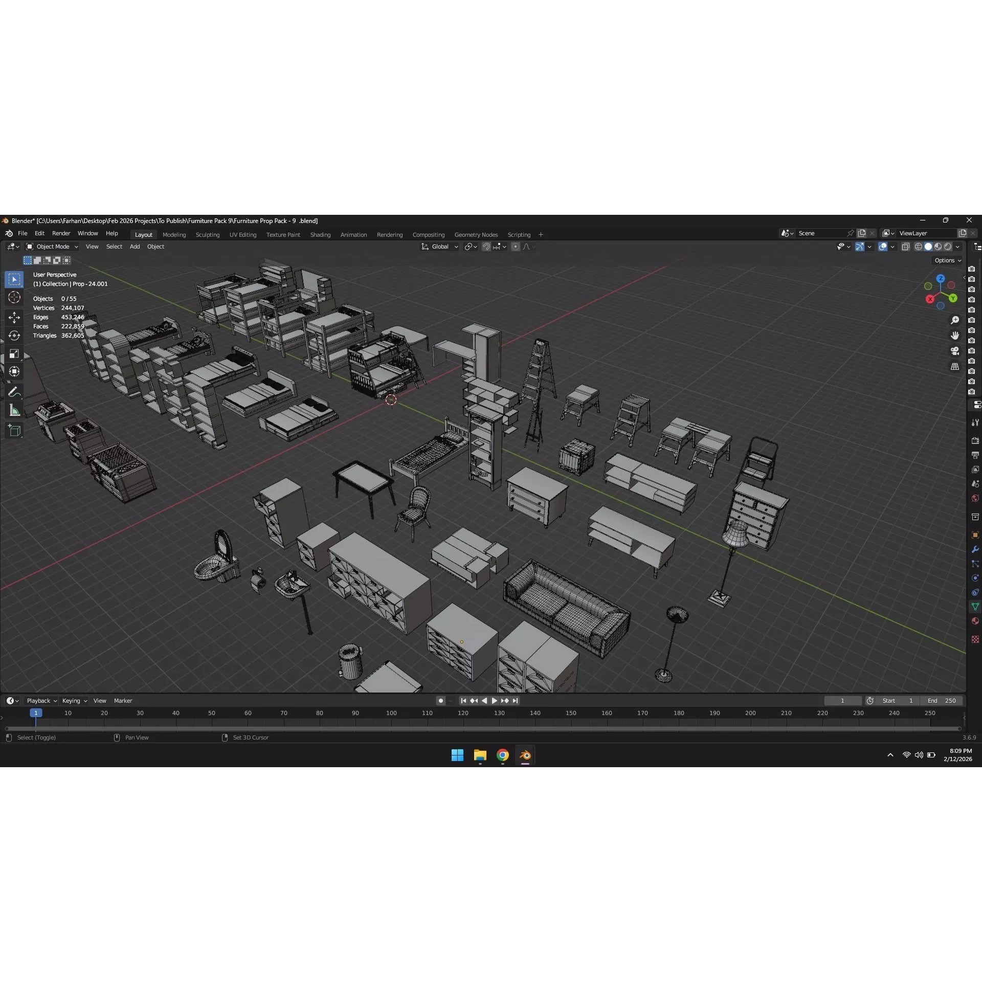 Low Poly Furniture Pack - Low-Poly Game-Ready 3D Model - View 24