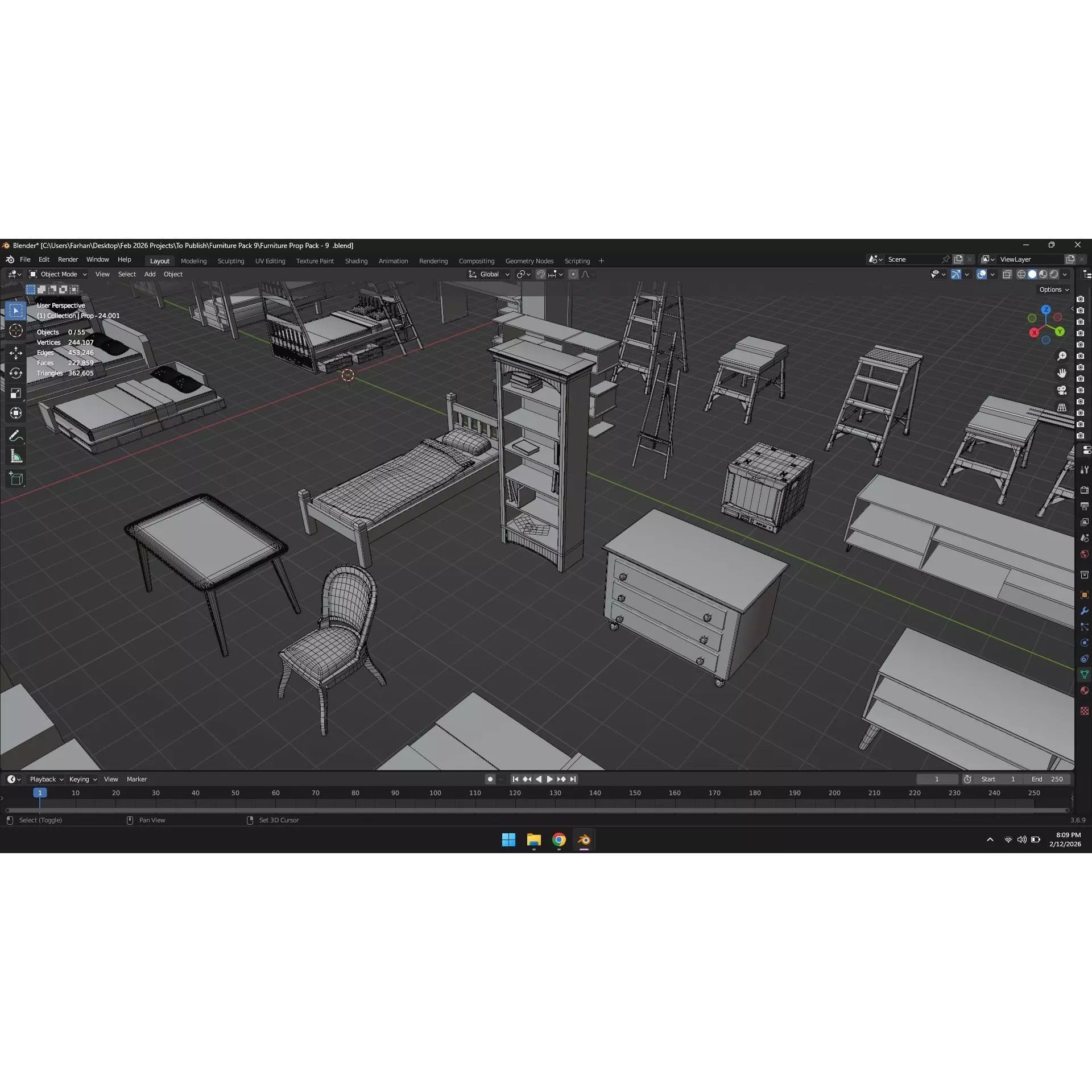 Low Poly Furniture Pack - Low-Poly Game-Ready 3D Model - View 25