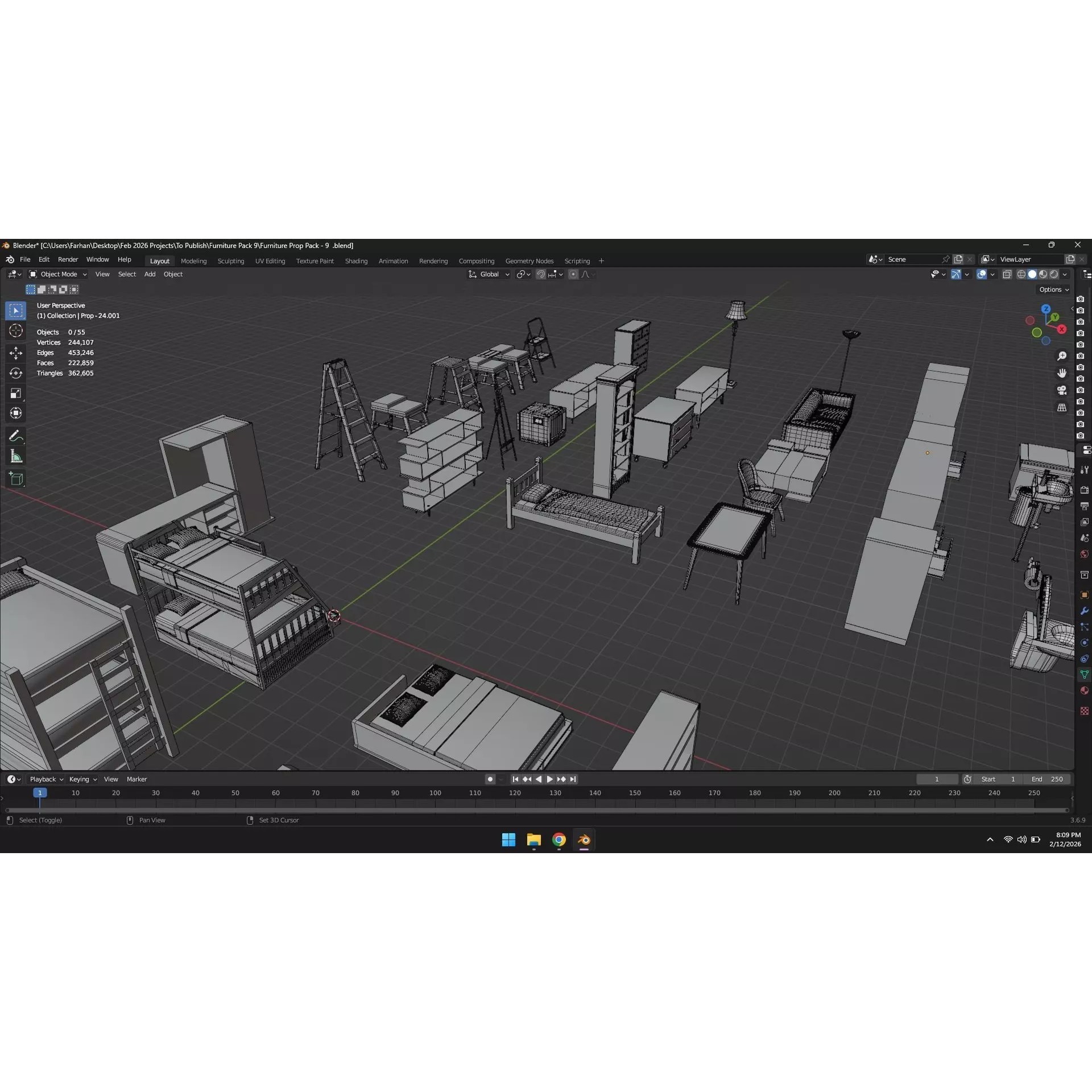 Low Poly Furniture Pack - Low-Poly Game-Ready 3D Model - View 27