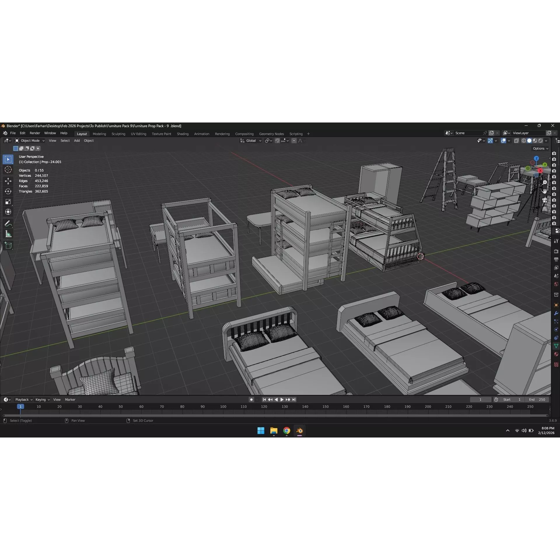 Low Poly Furniture Pack - Low-Poly Game-Ready 3D Model - View 33