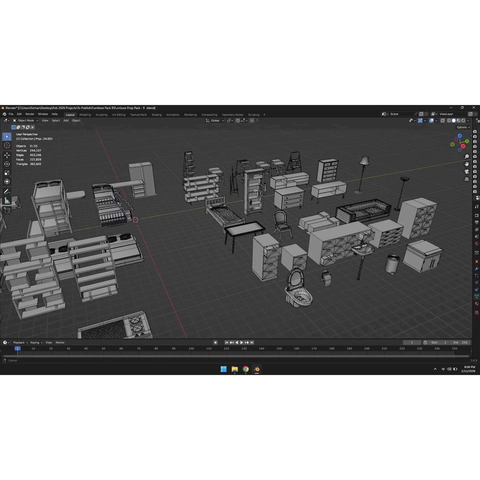 Low Poly Furniture Pack - Low-Poly Game-Ready 3D Model - View 34