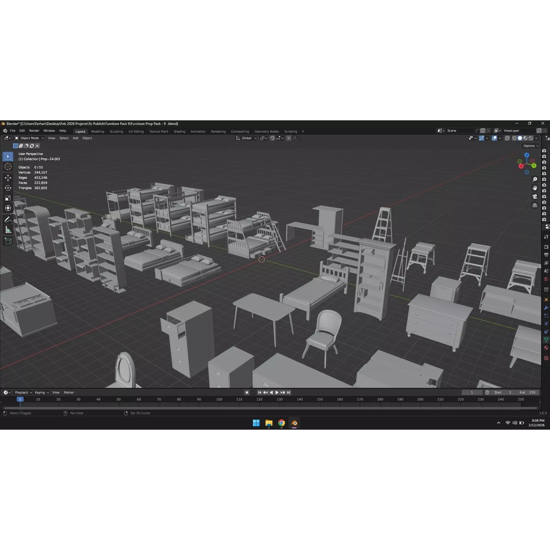 Low Poly Furniture Pack - Low-Poly Game-Ready 3D Model - View 36