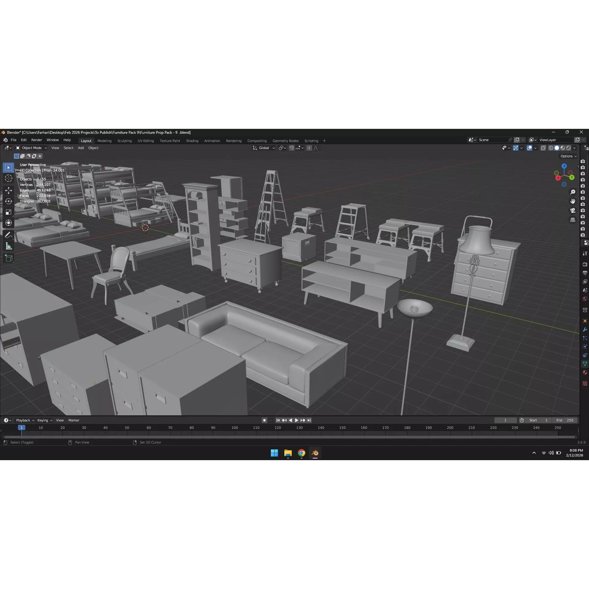 Low Poly Furniture Pack - Low-Poly Game-Ready 3D Model - View 37