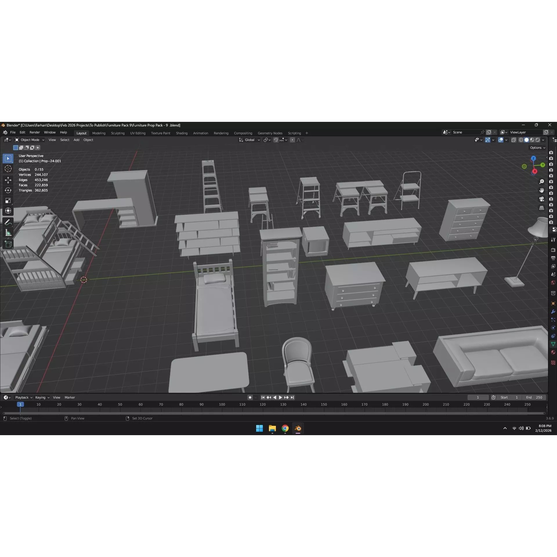 Low Poly Furniture Pack - Low-Poly Game-Ready 3D Model - View 38