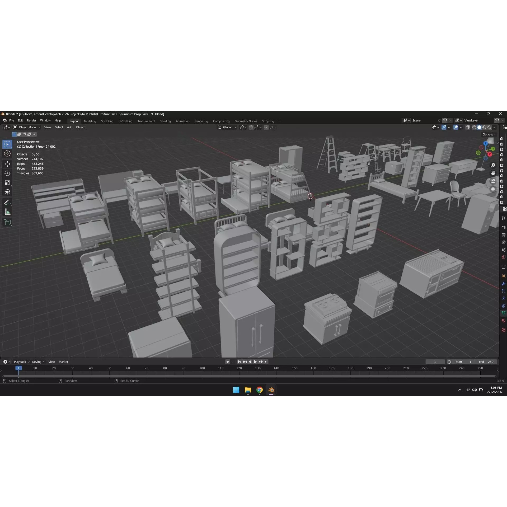 Low Poly Furniture Pack - Low-Poly Game-Ready 3D Model - View 40