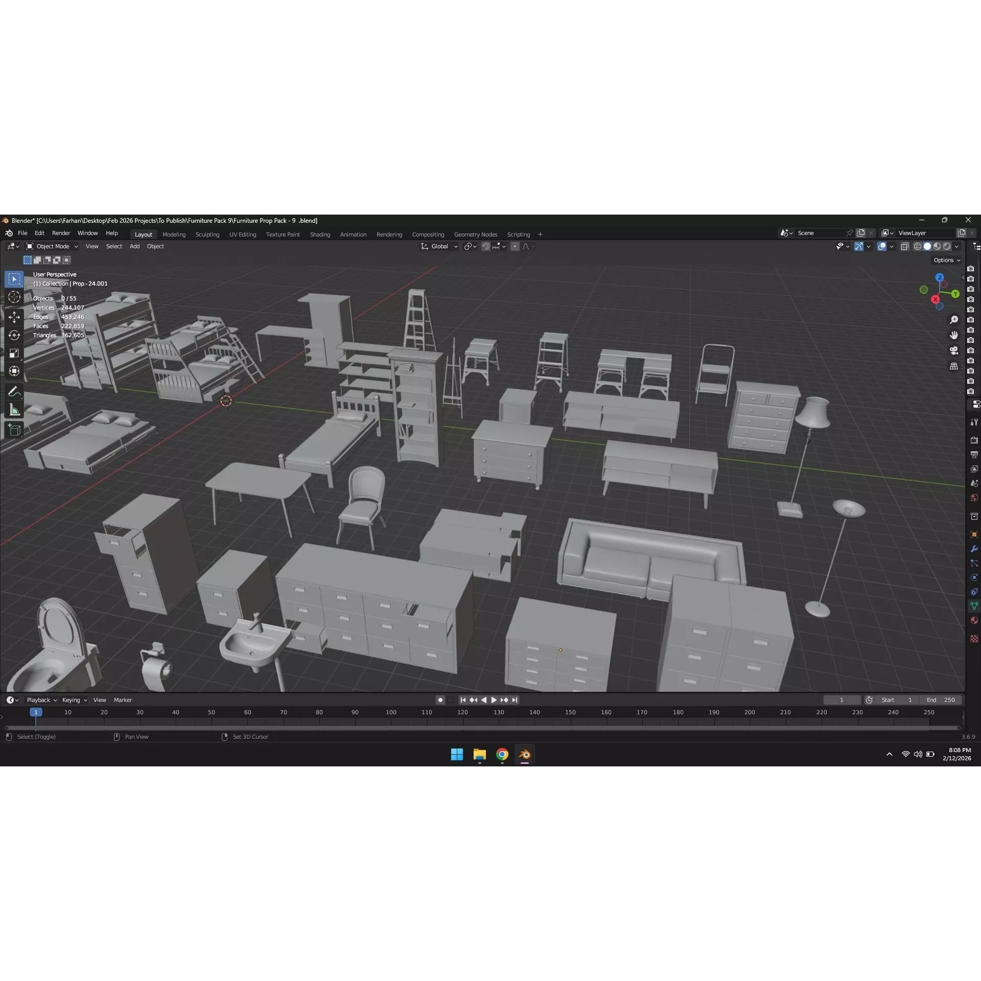 Low Poly Furniture Pack - Low-Poly Game-Ready 3D Model - View 43