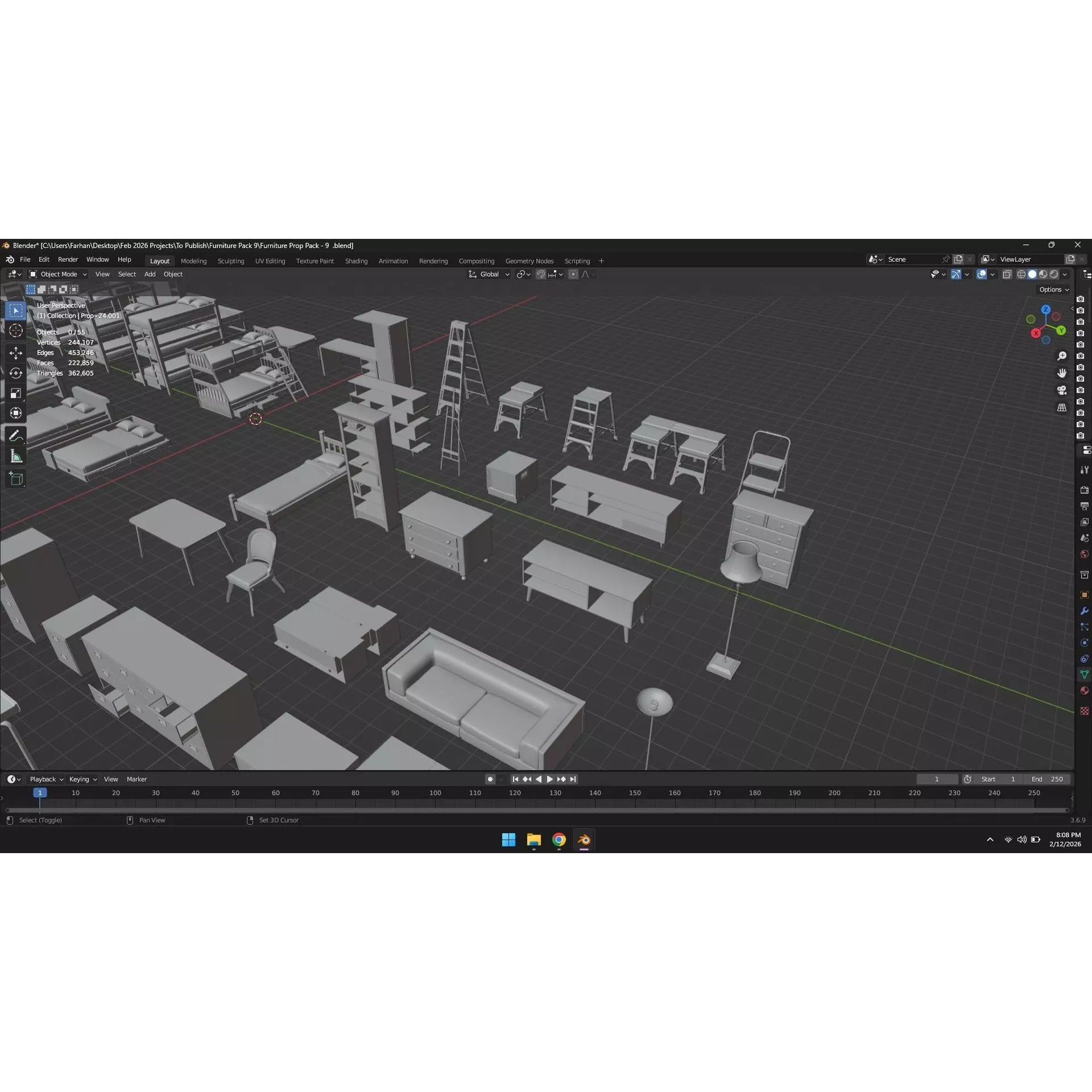 Low Poly Furniture Pack - Low-Poly Game-Ready 3D Model - View 44