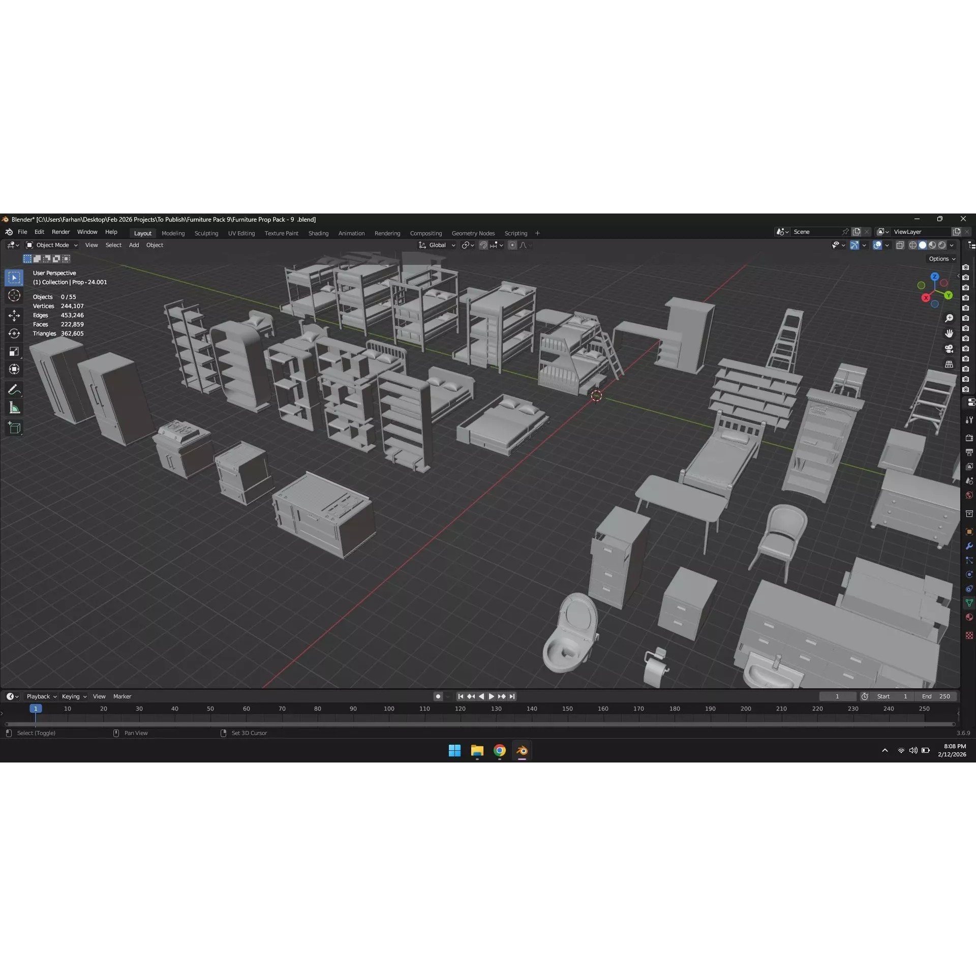 Low Poly Furniture Pack - Low-Poly Game-Ready 3D Model - View 45
