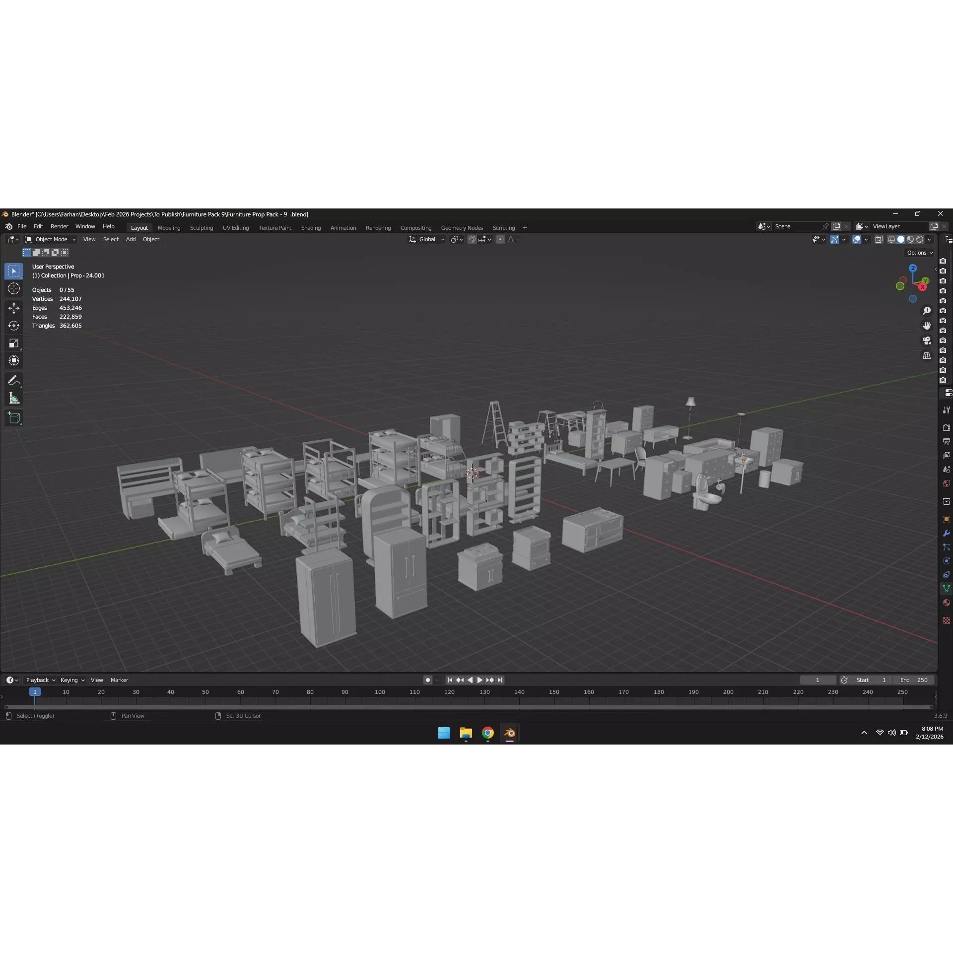 Low Poly Furniture Pack - Low-Poly Game-Ready 3D Model - View 52