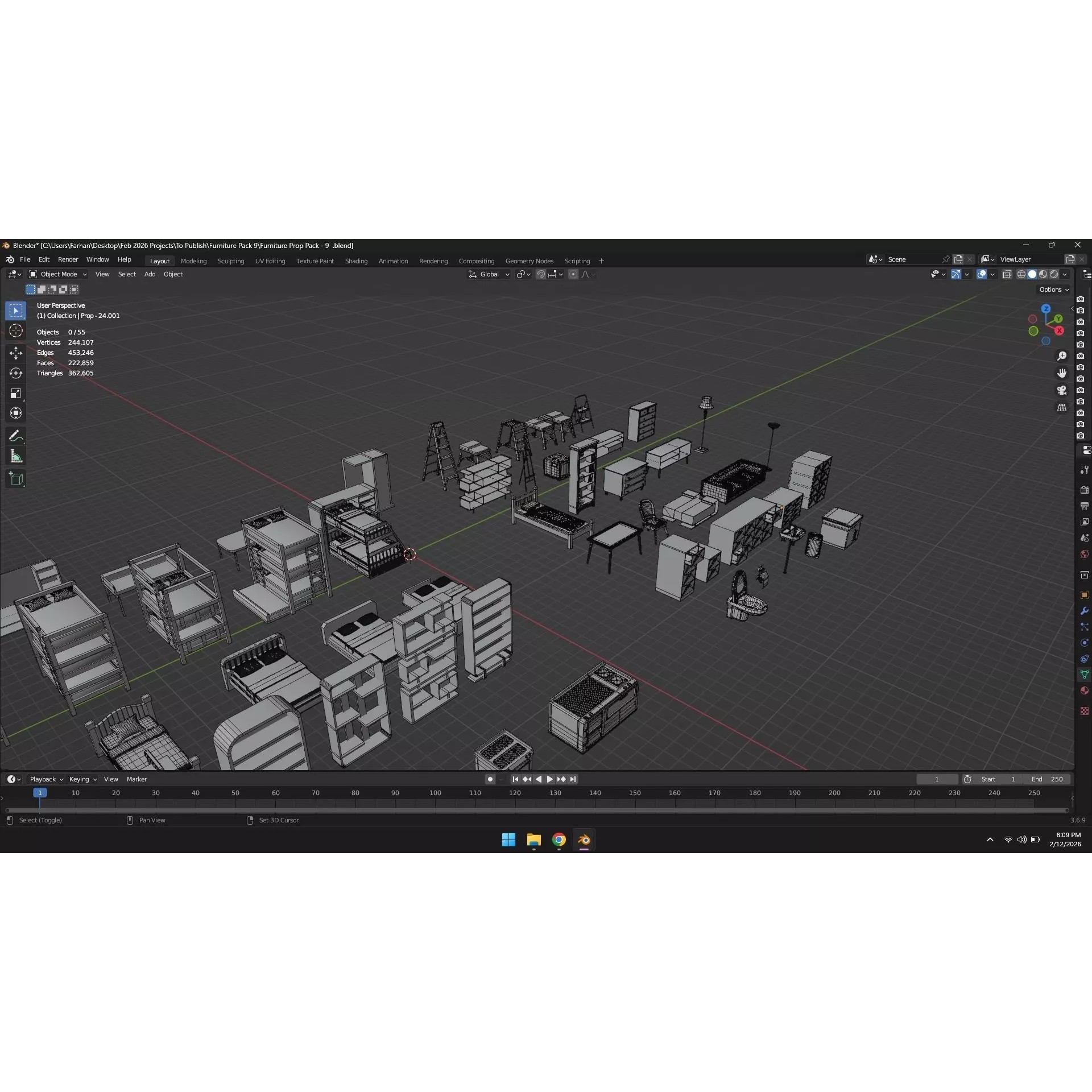 Low Poly Furniture Pack - Low-Poly Game-Ready 3D Model - View 9
