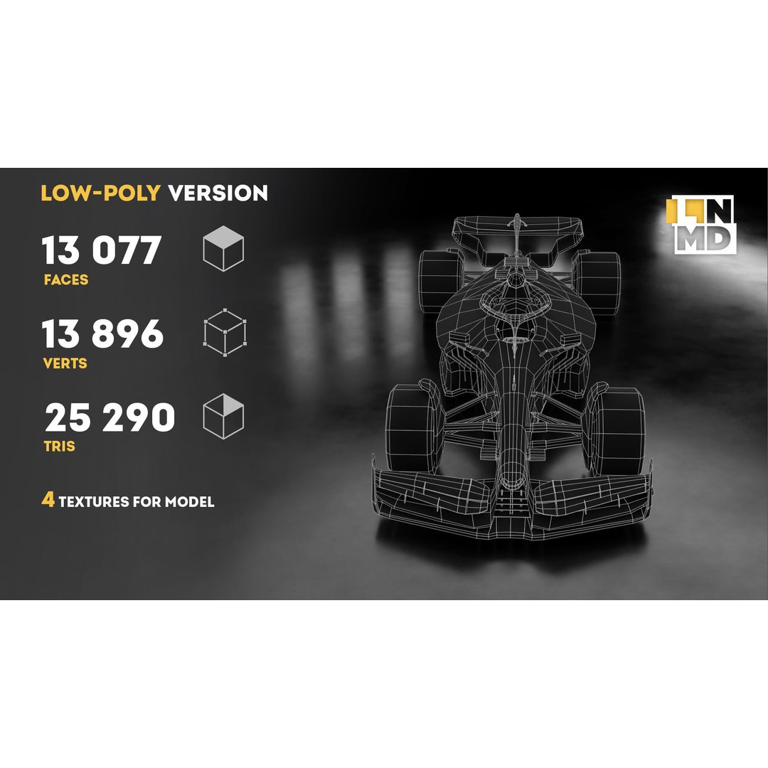 Formula 1 Racing Car 3D Model – Low Poly Game Asset, FBX & OBJ - View 30