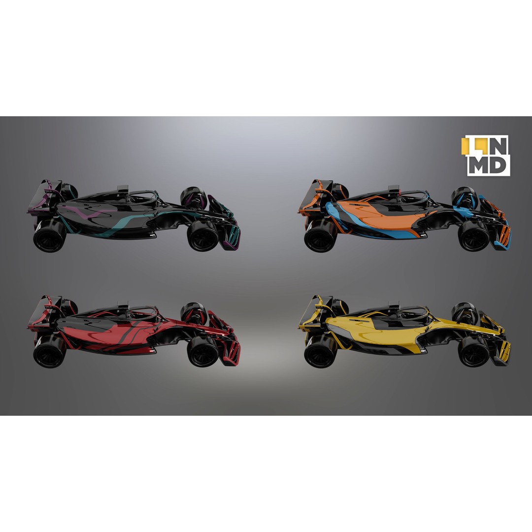 Formula 1 Racing Car 3D Model – Low Poly Game Asset, FBX & OBJ - View 4